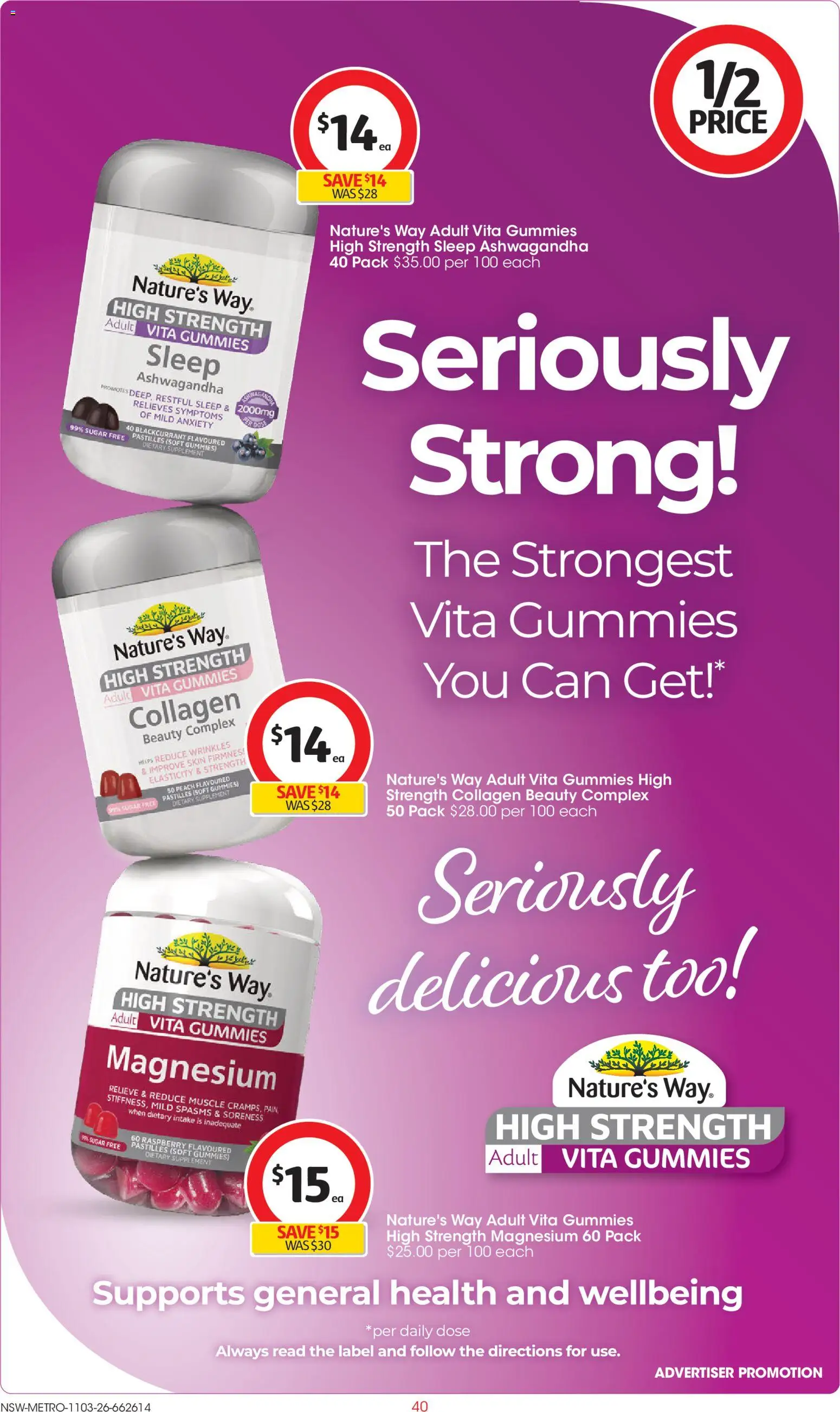 Coles catalogue - valid from 11.03.2026 | Page: 40 | Products: Sugar, Peach, Raspberry, Collagen