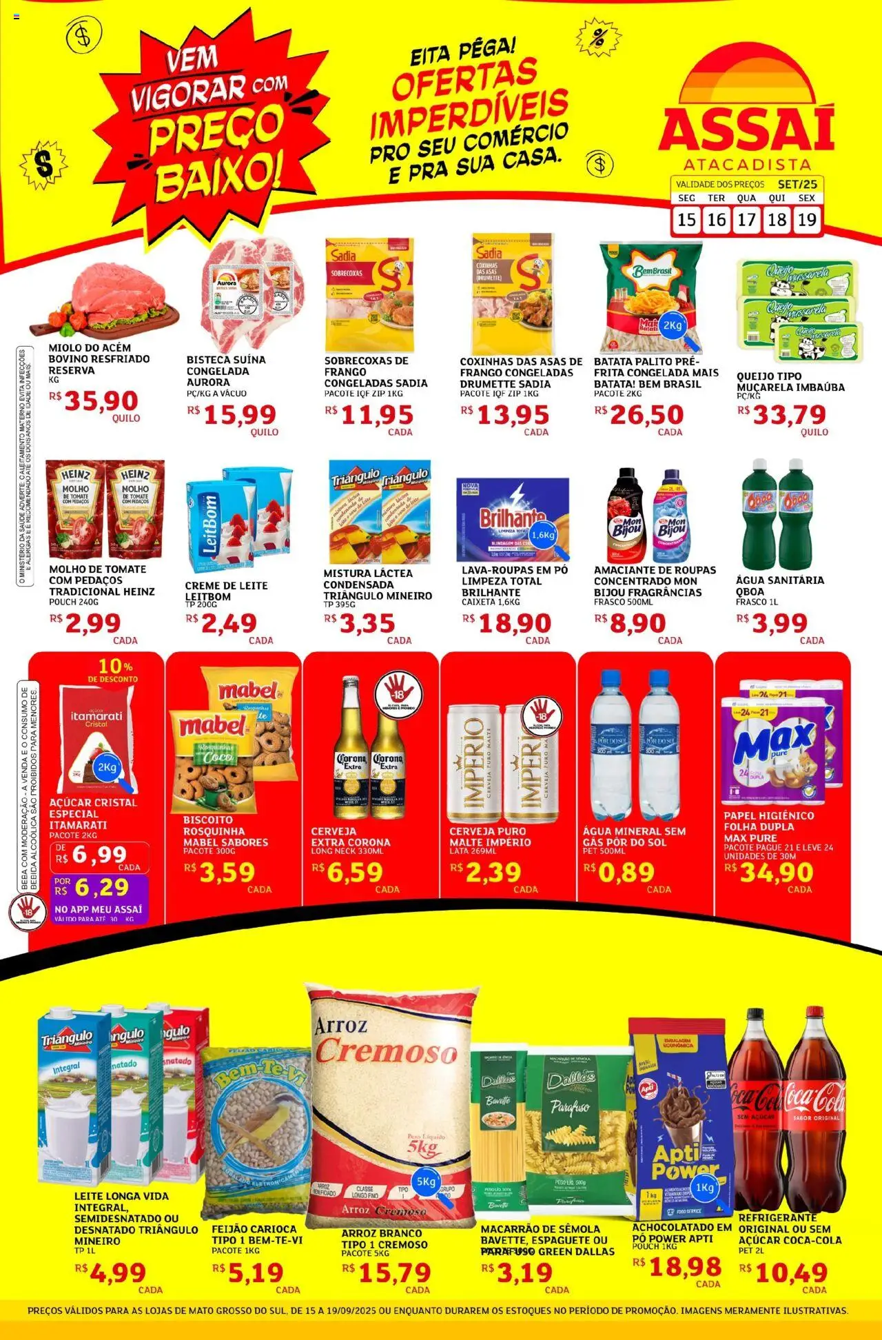 Assaí Atacadista Folheto - válido de 15.09.2025 | Página: 1 | Produtos: Cerveja, Macarrão, Batata, Creme de leite