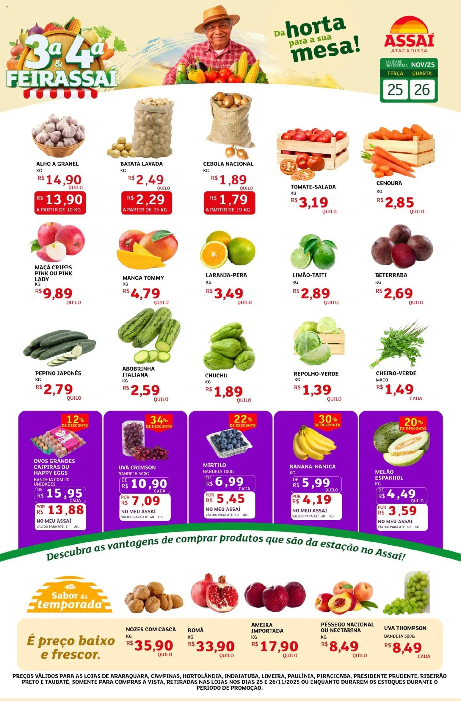 Assaí Atacadista Folheto - válido de 25.11.2025 | Página: 1 | Produtos: Melão, Chuchu, Beterraba, Mesa
