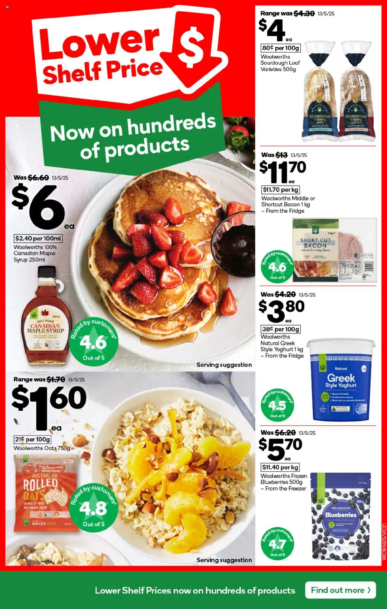 Woolworths catalogue - valid from 18.06.2025 | Page: 21 | Products: Bacon, Yoghurt, Oats, Fridge