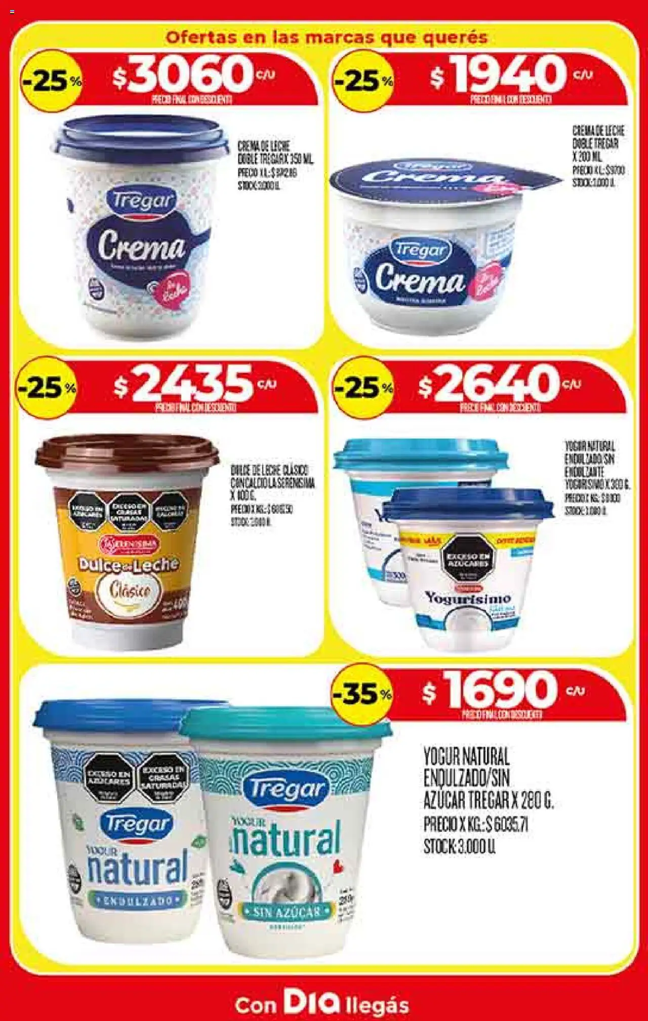 Supermercado DIA Ofertas - Salta y Jujuy │ válido desde el 06.08.2025 | Página: 9 | Productos: Dulce de leche, Leche, Yogur, Crema