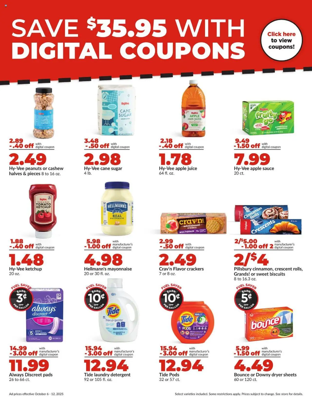 HyVee Weekly Ad - valid from 06.10.2025 | Page: 5 | Products: Detergent, Mayonnaise, Sauce, Dryer