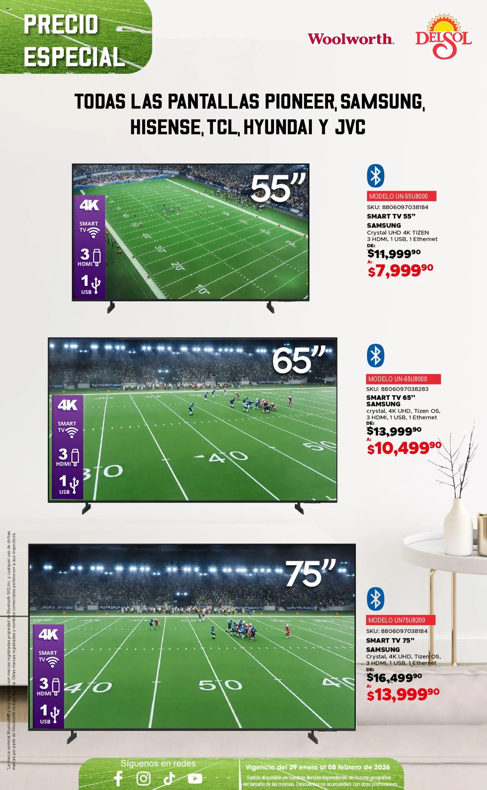 Nuevas ofertas de Del Sol y Woolworth válidas en toda la República Mexicana desde el 29.01.2026. ¡Encuentra las mejores ofertas en Del Sol y Woolworth catálogo Ofertas de Campeonato! | Página: 4 | Productos: Usb, Pantallas