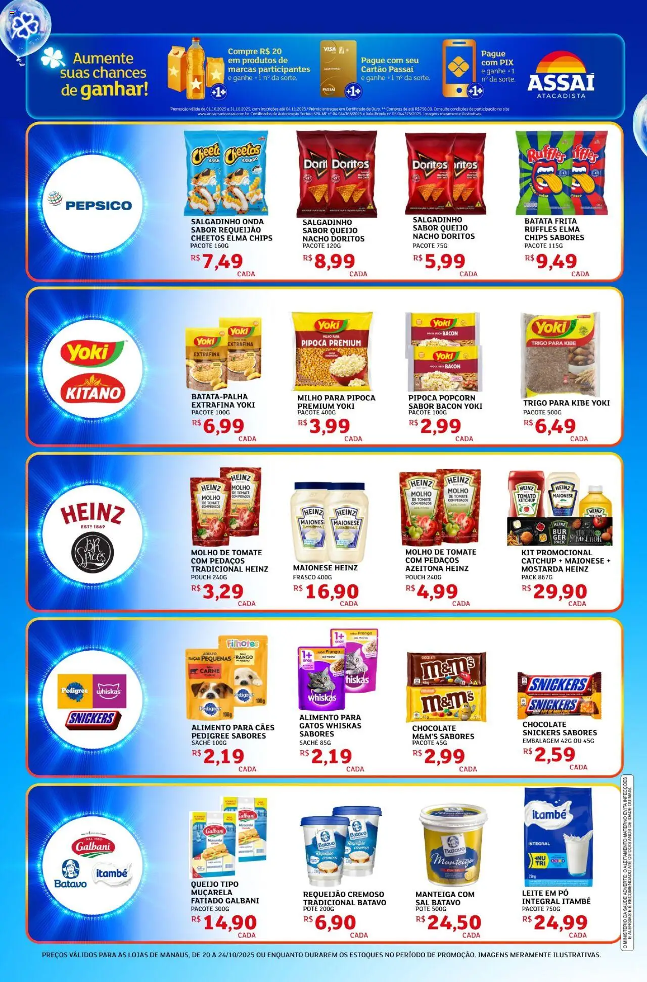 Assaí Atacadista Folheto - válido de 20.10.2025 | Página: 4 | Produtos: Molho de tomate, Queijo, Cheetos, Requeijão