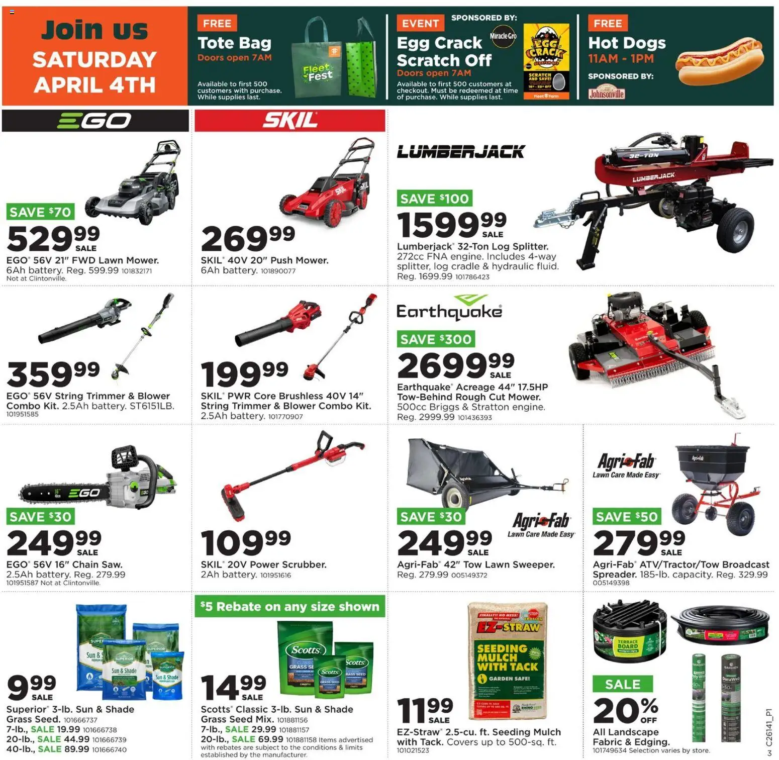 Mills Fleet Farm Weekly Ad - valid from 30.03.2026 | Page: 6 | Products: Trimmer, Safe, Hot Dogs, Blower