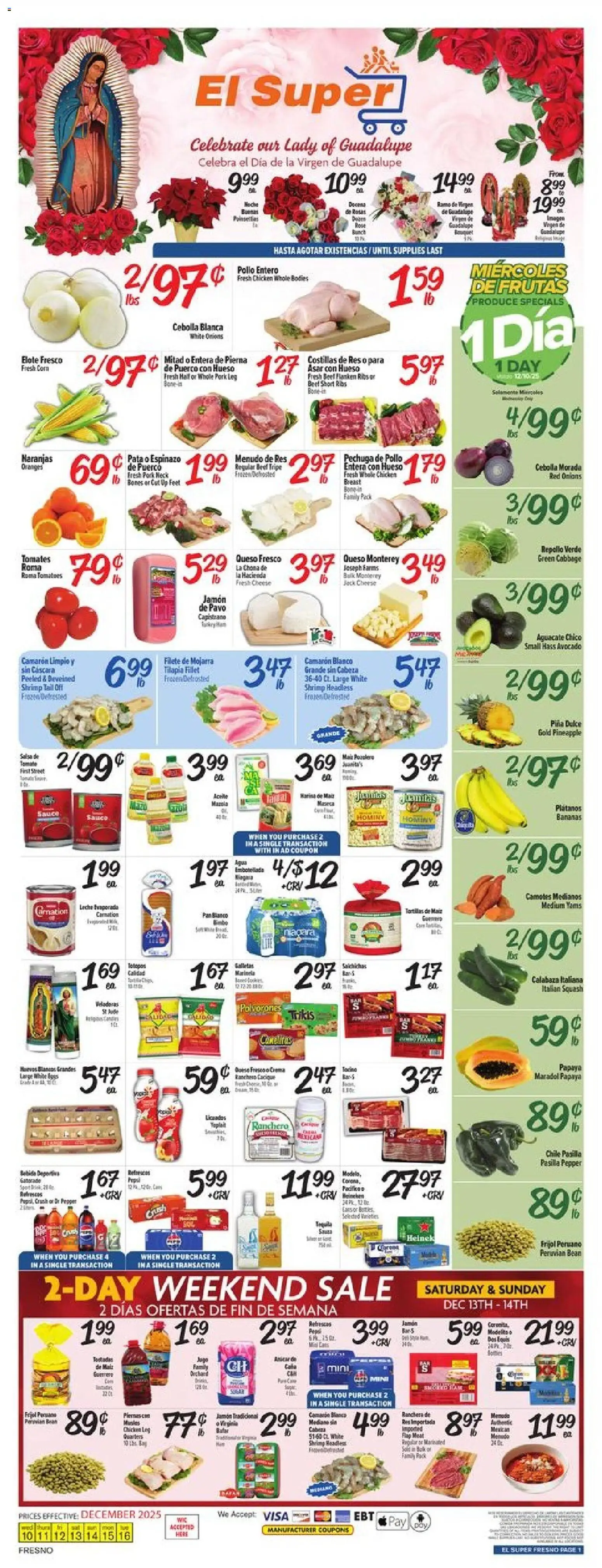 El Super Weekly Ad - CA - valid from 10.12.2025 | Page: 1 | Products: Squash, Pan, Cheese, Pork