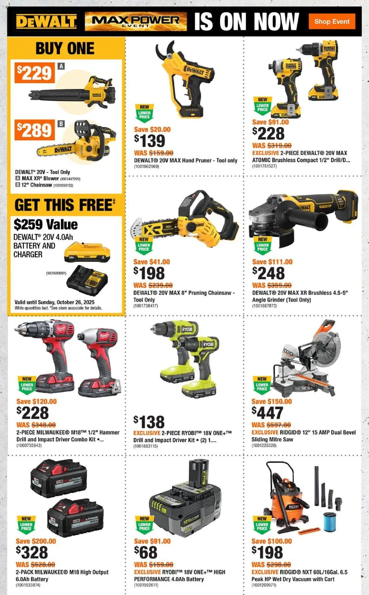 Home Depot flyer valid from 02.10.2025 | Page: 5 | Products: Grinder, Battery