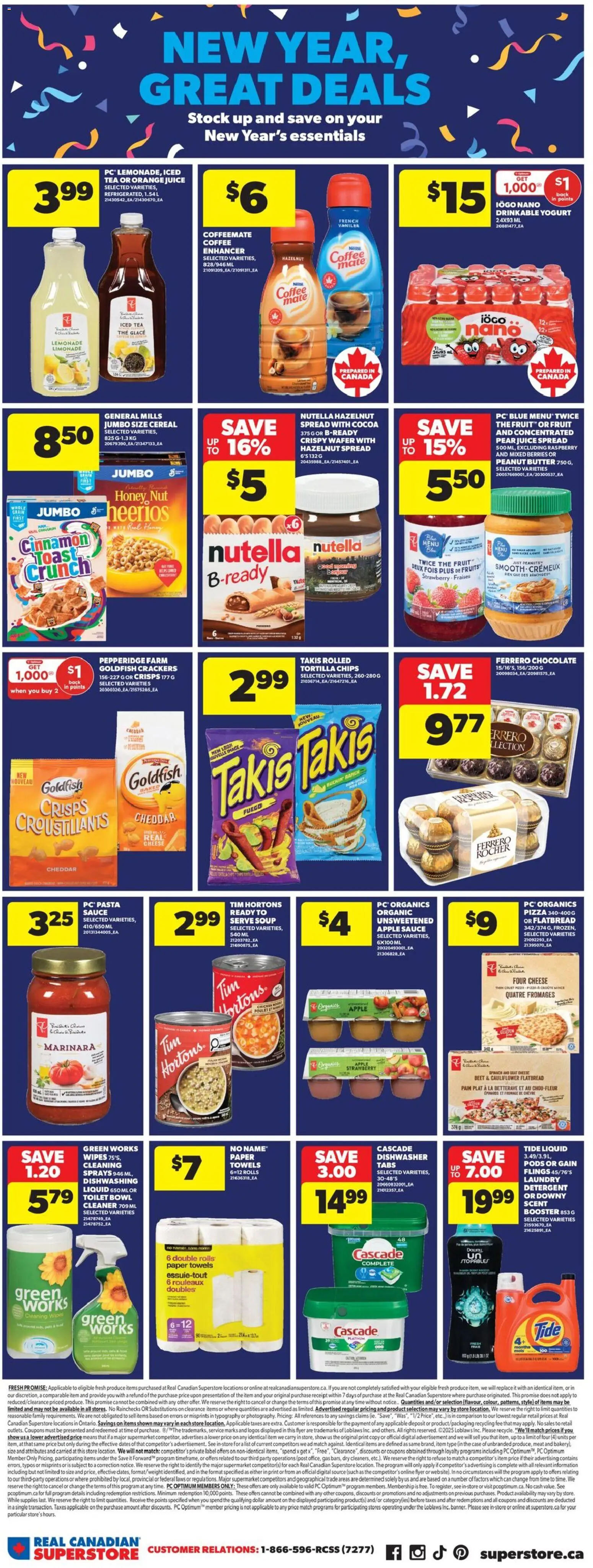 Real Canadian Superstore flyer valid from 25.12.2025 | Page: 9 | Products: Tea, Detergent, Coffee, Juice