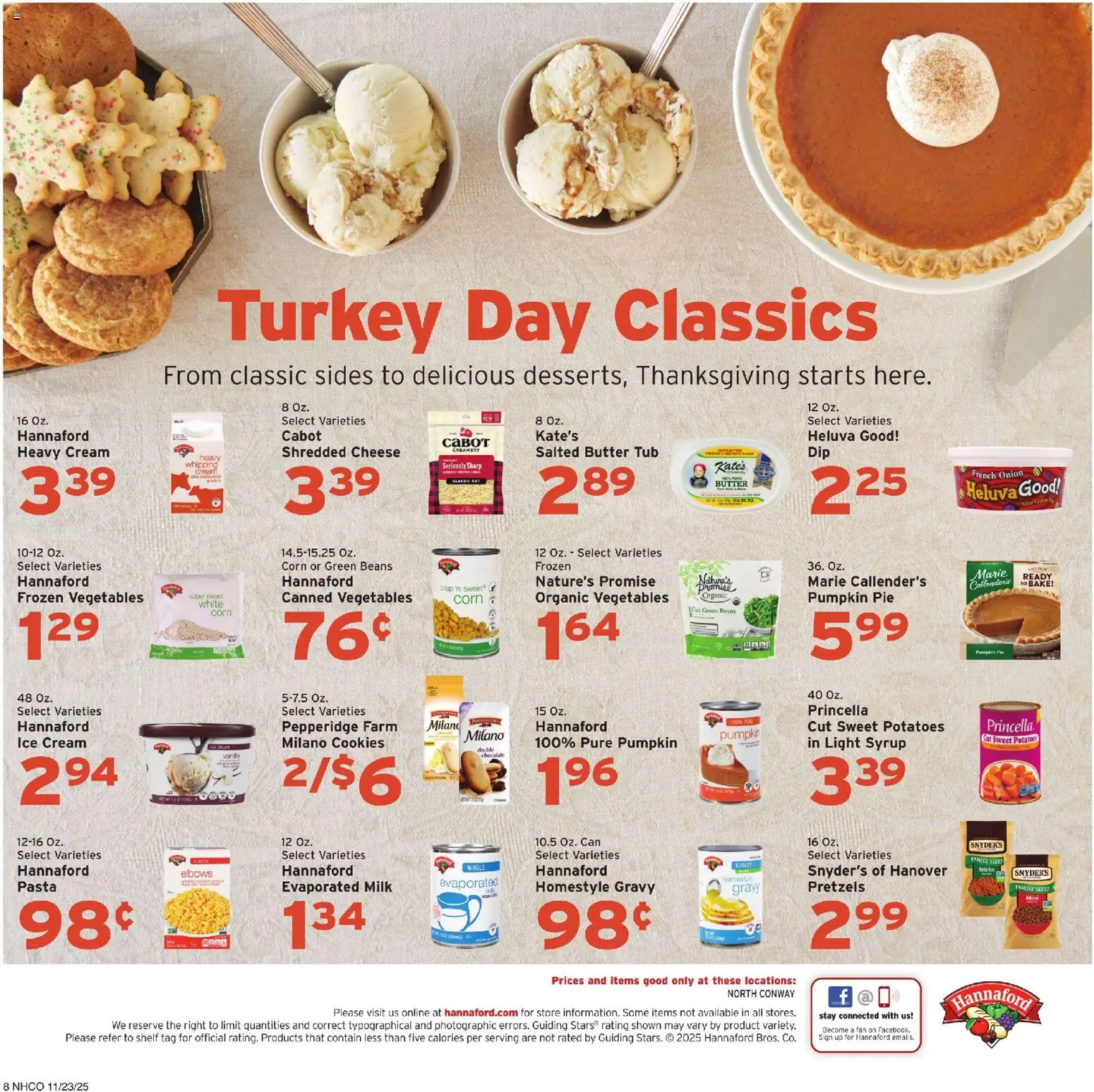 Hannaford Weekly Ad - valid from 23.11.2025 | Page: 8 | Products: Corn, Butter, Potatoes, Vegetables