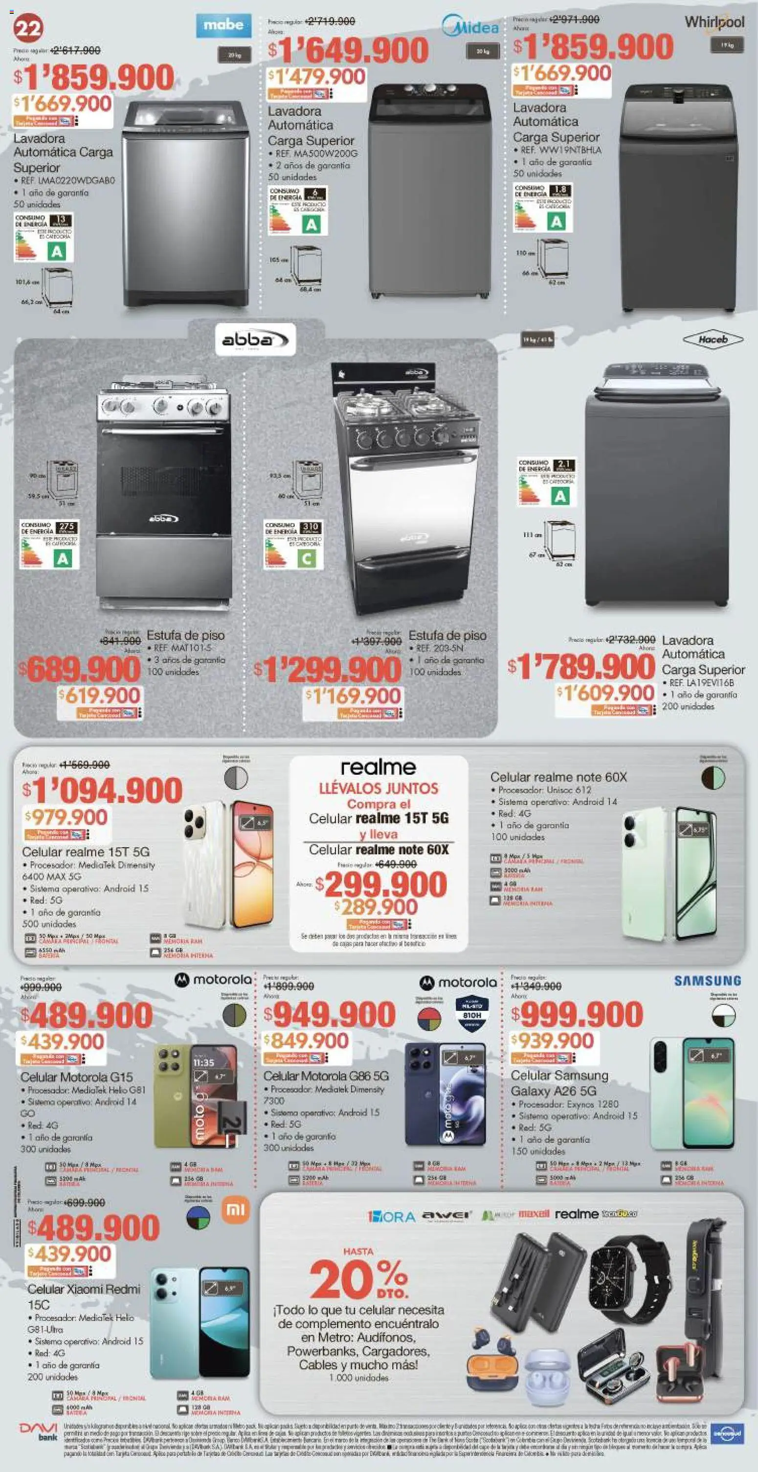 Metro revista - valida desde el 12.02.2026 | Página: 22 | Productos: Estufa, Lavadora