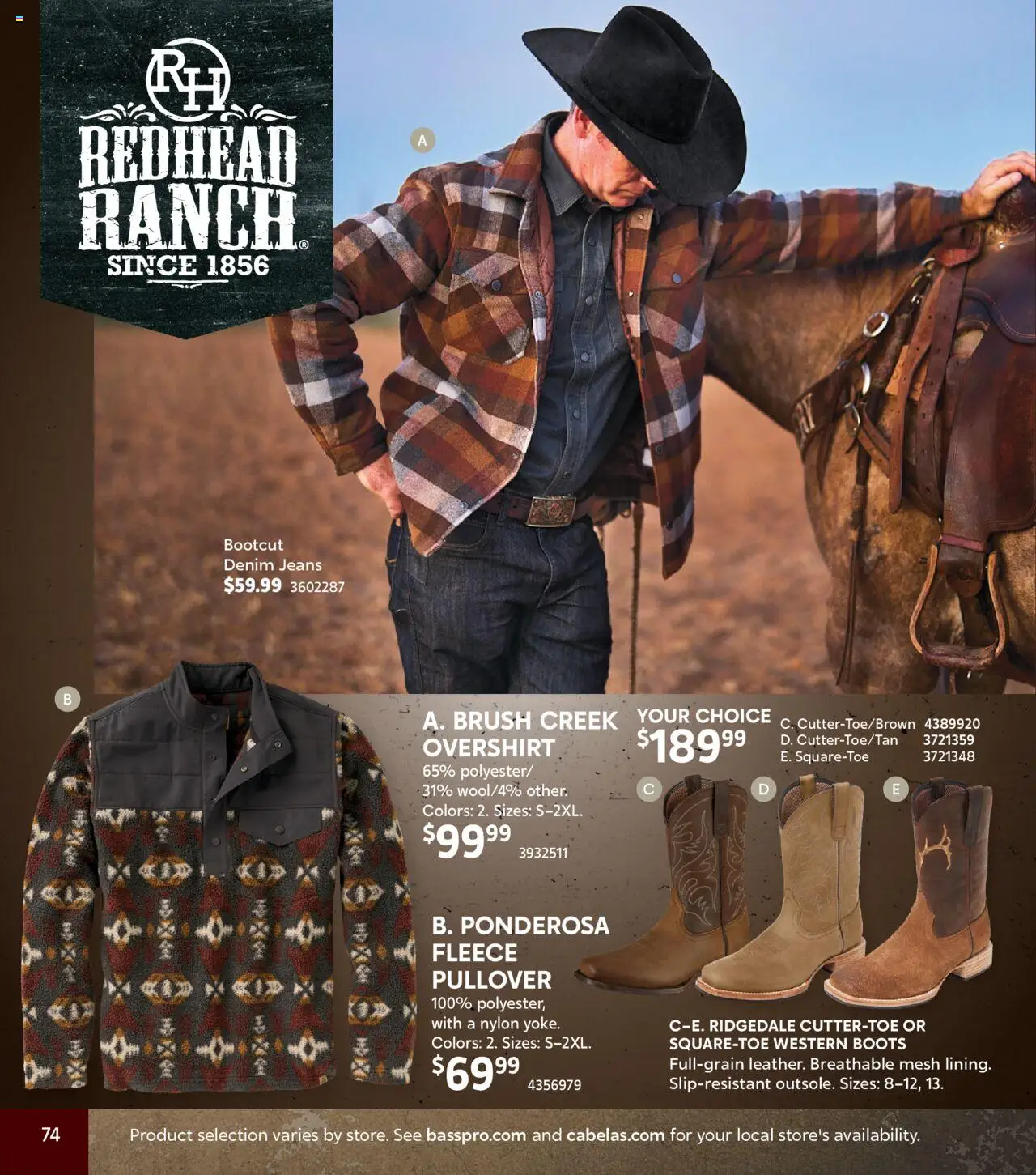 Cabela's Fall Clothing 25 - valid from 01.10.2025 | Page: 74 | Products: Brush, Boots, Jeans