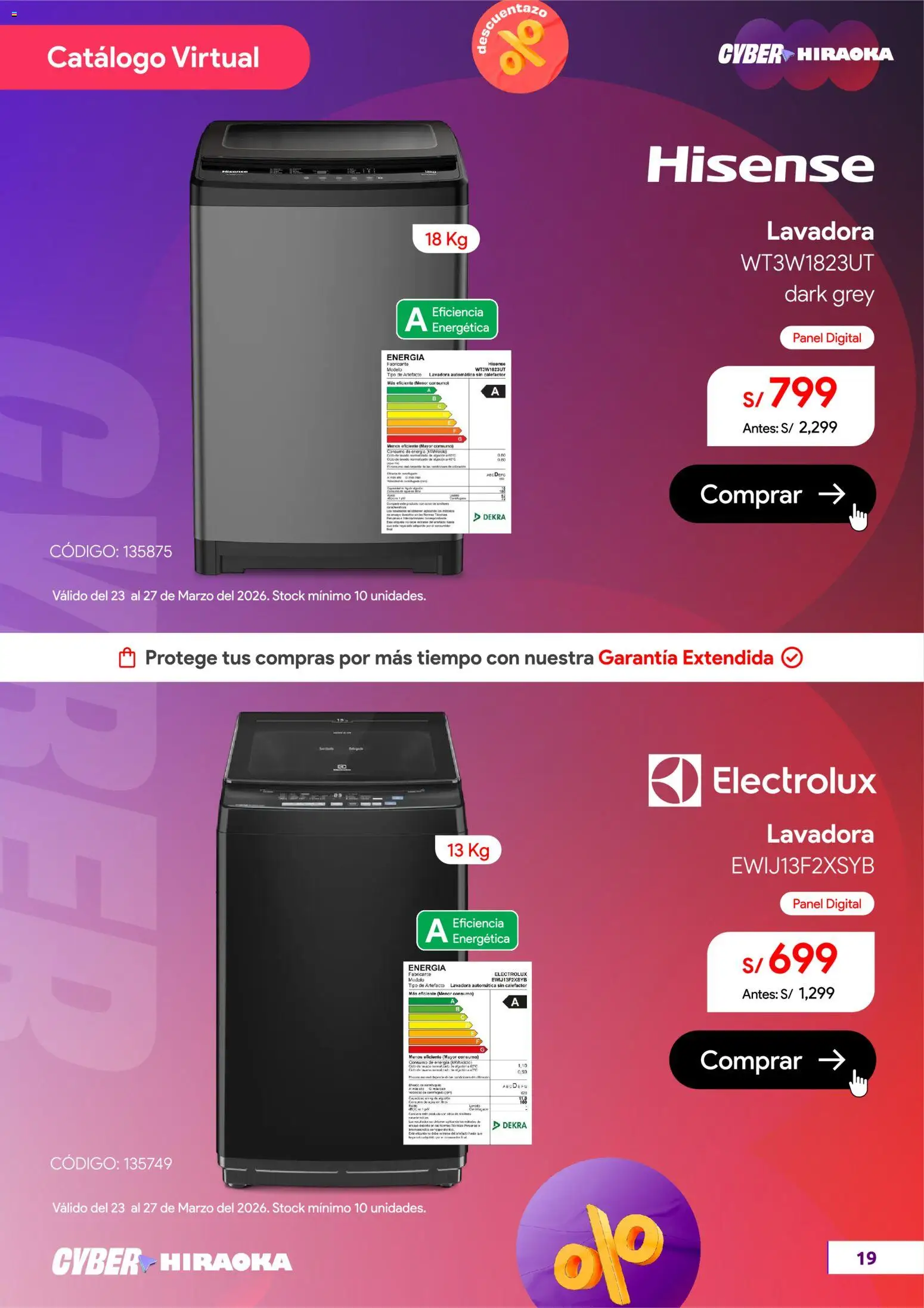 Catálogo Hiraoka válido desde 23.03.2026 | Página: 20 | Productos: Lavadora