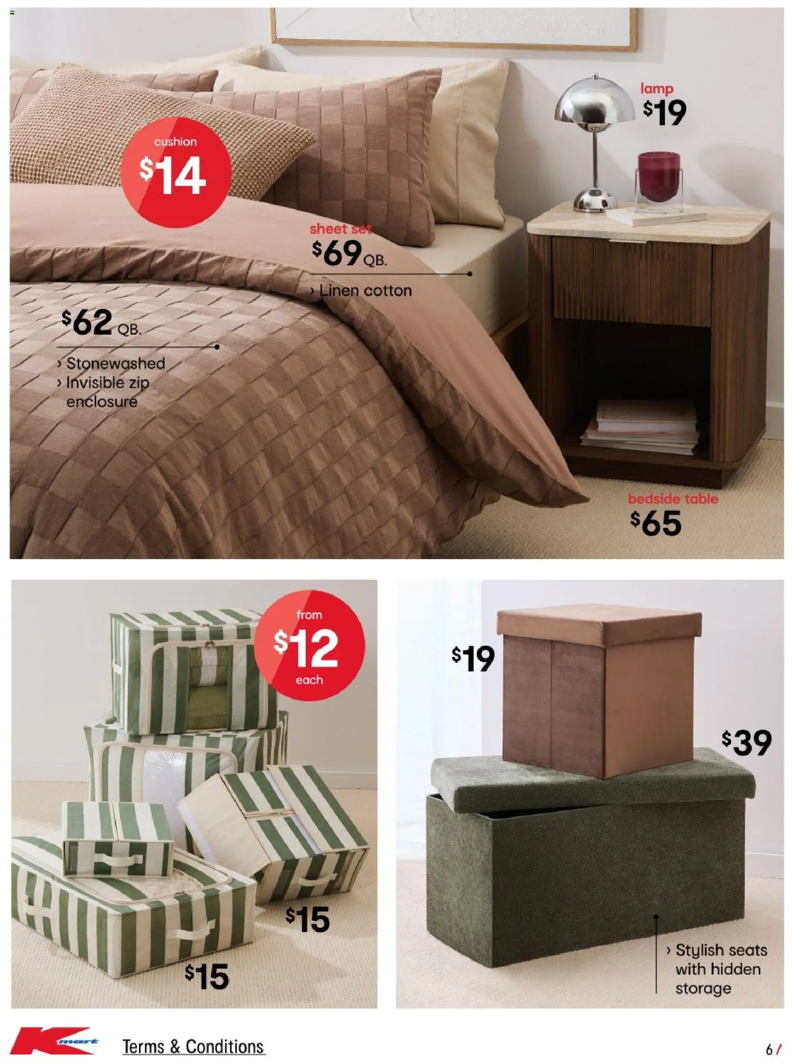 Kmart catalogue - valid from 29.01.2026 | Page: 6 | Products: Bedside table, Table, Cushion, Lamp