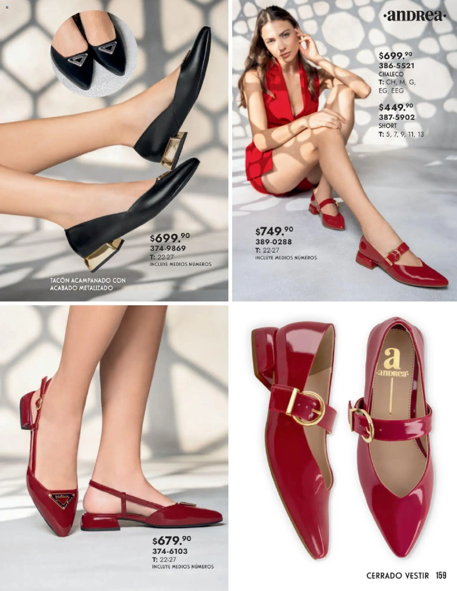 Nuevas ofertas de Andrea válidas en toda la República Mexicana desde el 25.01.2026. ¡Encuentra las mejores ofertas en Andrea catálogo Calzado Dama! | Página: 159 | Productos: Chaleco, Short