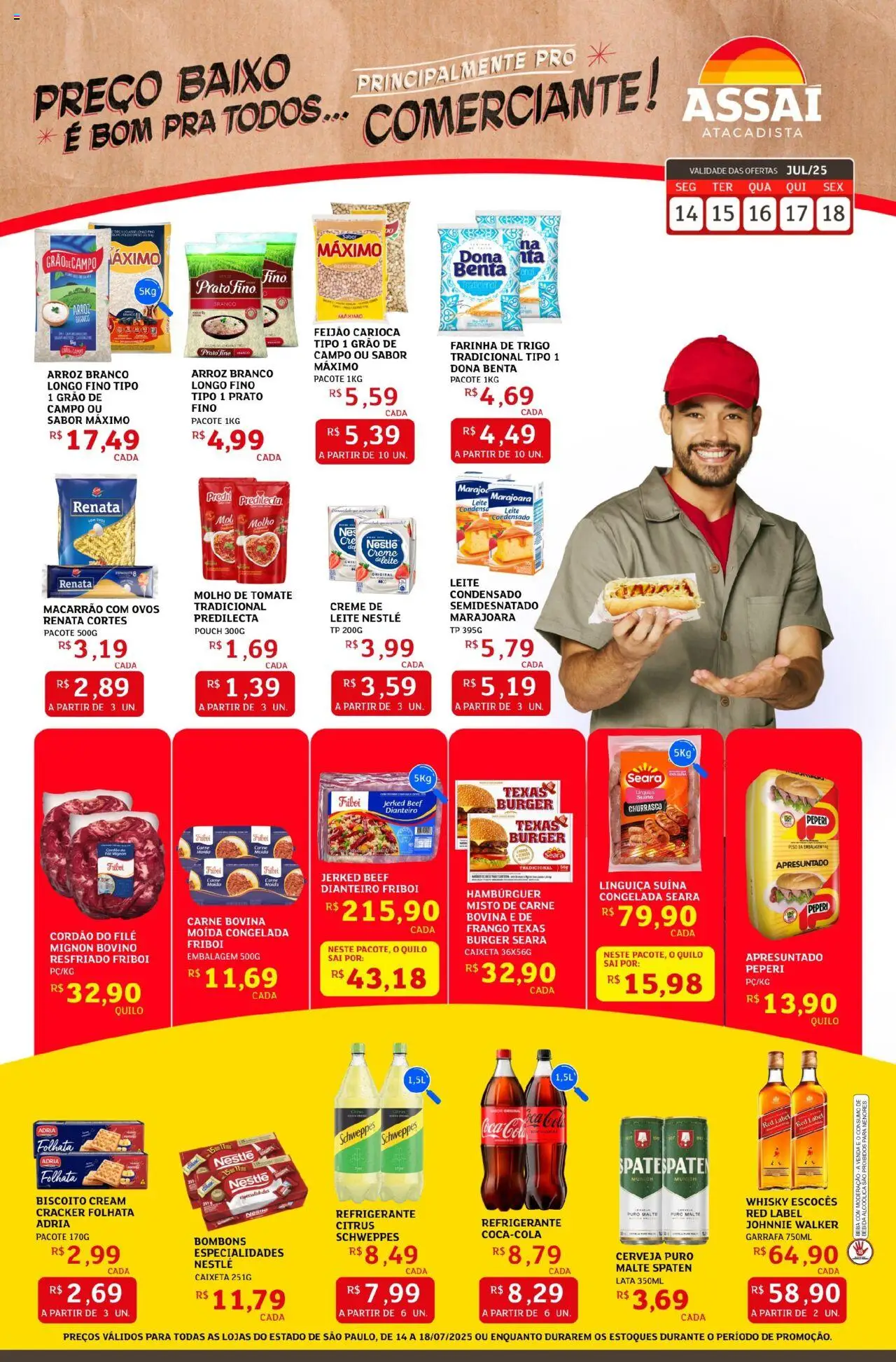 Assaí Atacadista Folheto - válido de 14.07.2025 | Página: 1 | Produtos: Leite, Ovos, Cerveja, Frango