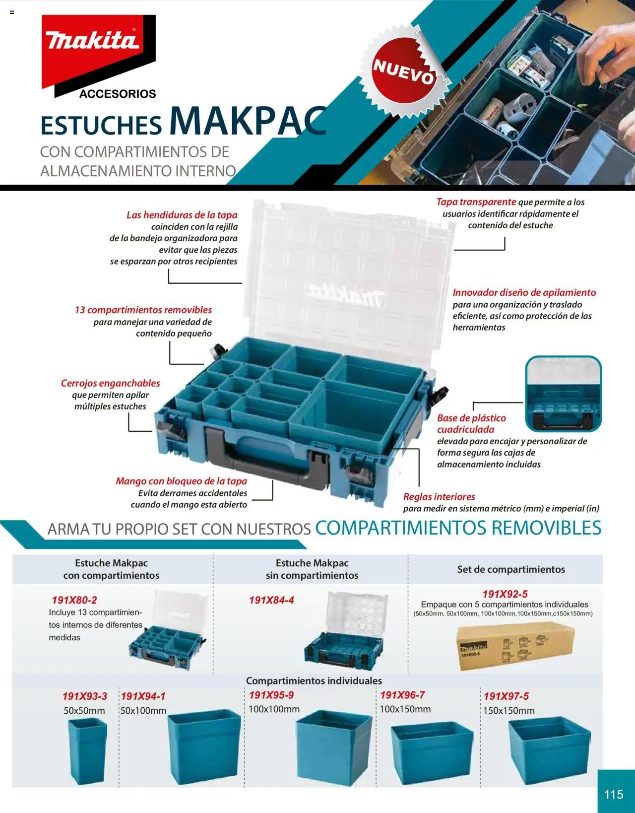 Nuevas ofertas de Makita válidas en toda la República Mexicana desde el 08.07.2024. ¡Encuentra las mejores ofertas en Makita catálogo Accesorios! | Página: 115 | Productos: Bandeja, Mango, Estuche, Rejilla