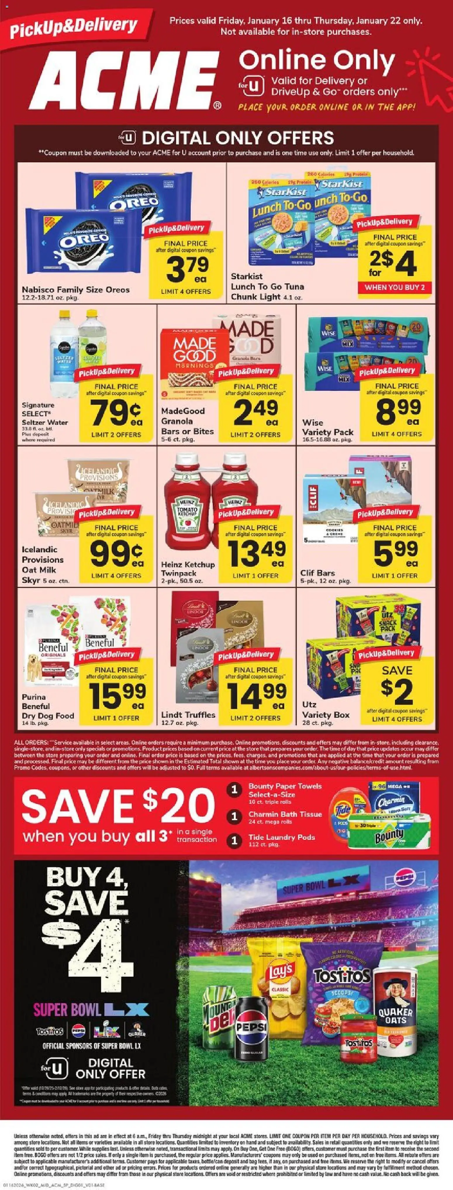 Acme Specialty Publication - valid from 16.01.2026 | Page: 1 | Products: Box, Dog Food, Milk, Ketchup