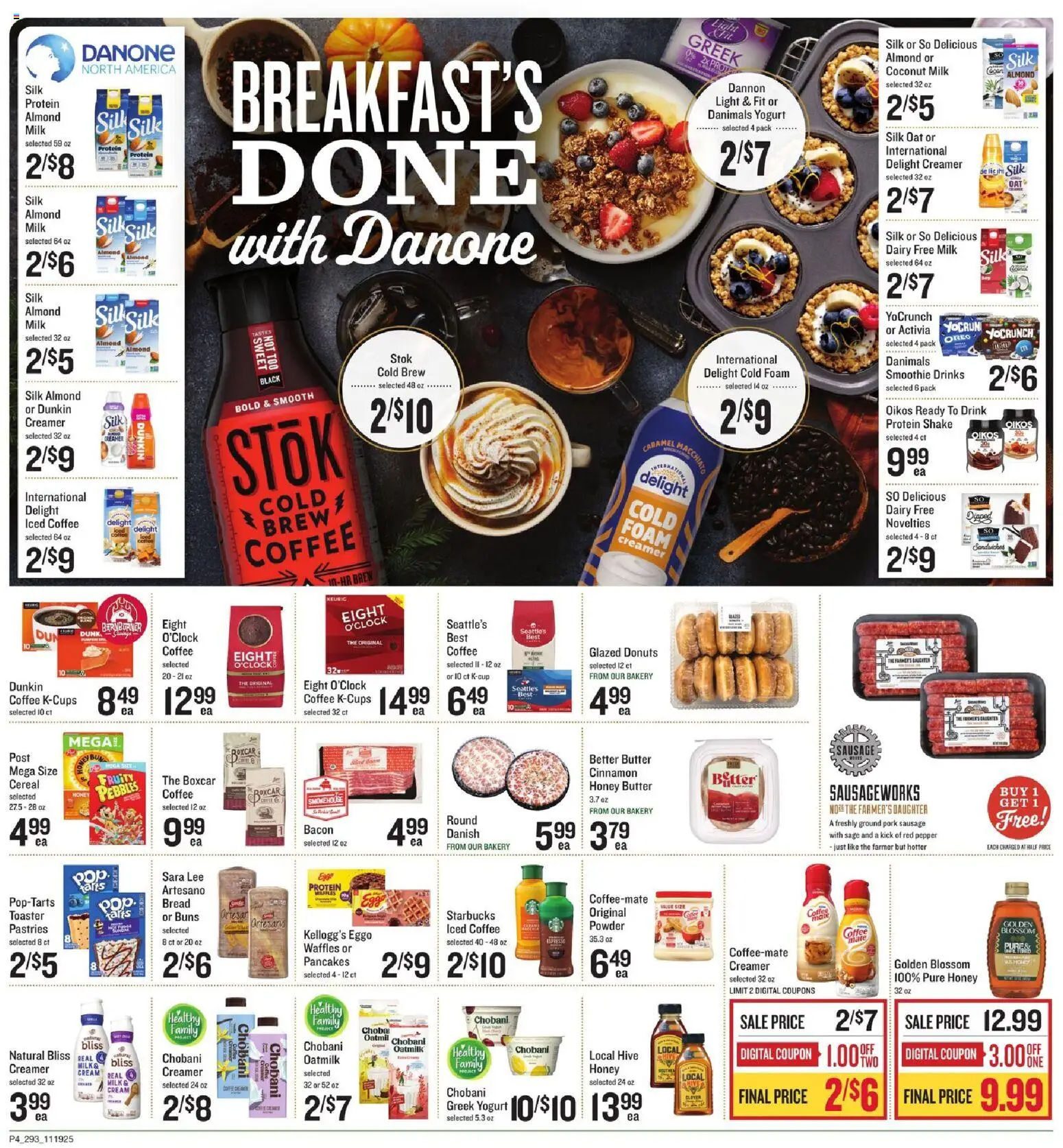 Lowes Foods Weekly Ad - SC - valid from 19.11.2025 | Page: 4 | Products: Bakery, Milk, Bread, Coffee