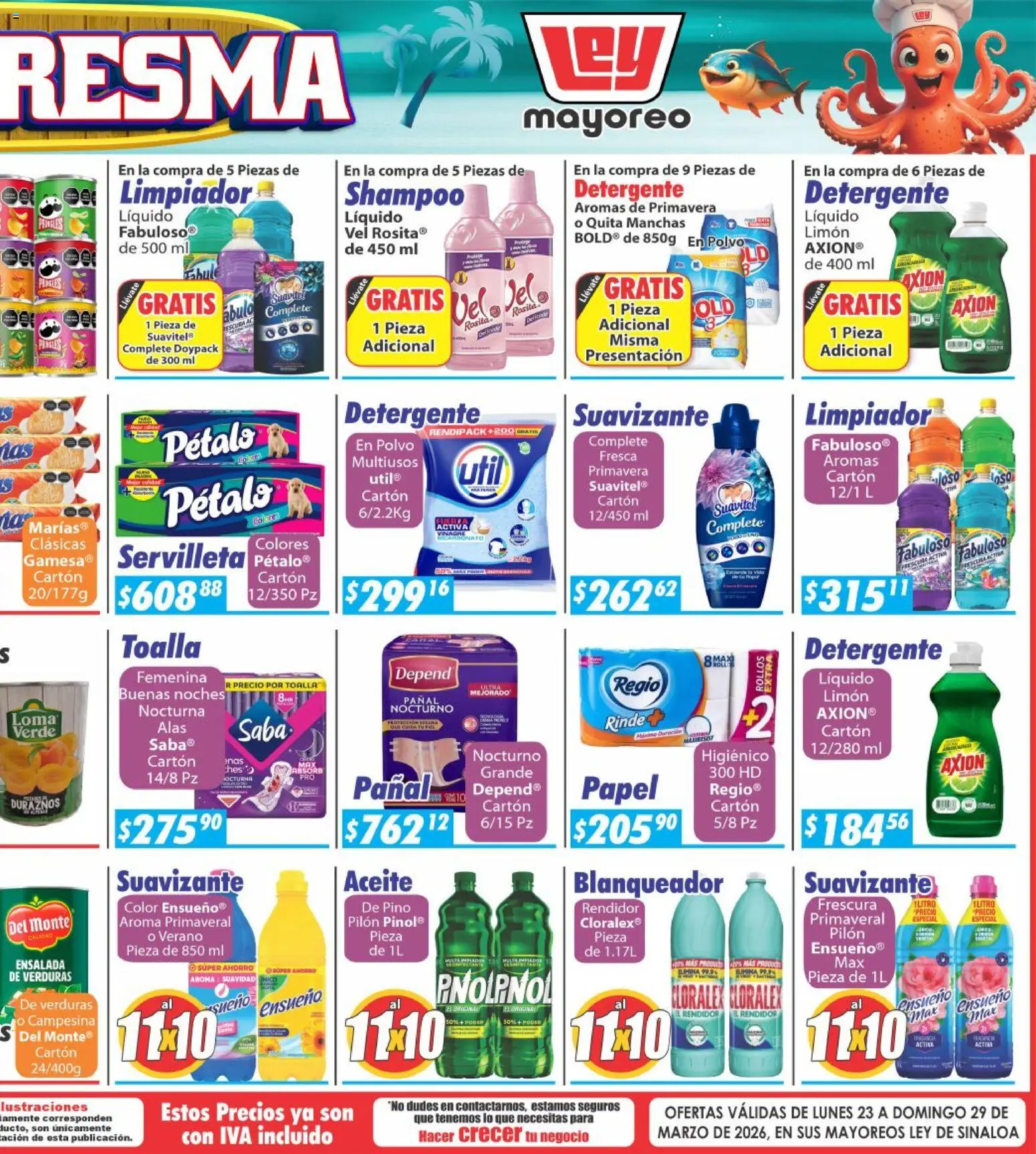 Nuevas ofertas de Casa Ley válidas en toda la República Mexicana desde el 23.03.2026. ¡Encuentra las mejores ofertas en Casa Ley folleto Sinaloa! | Página: 6 | Productos: Vinagre, Aceite, Suavizante, Polvo