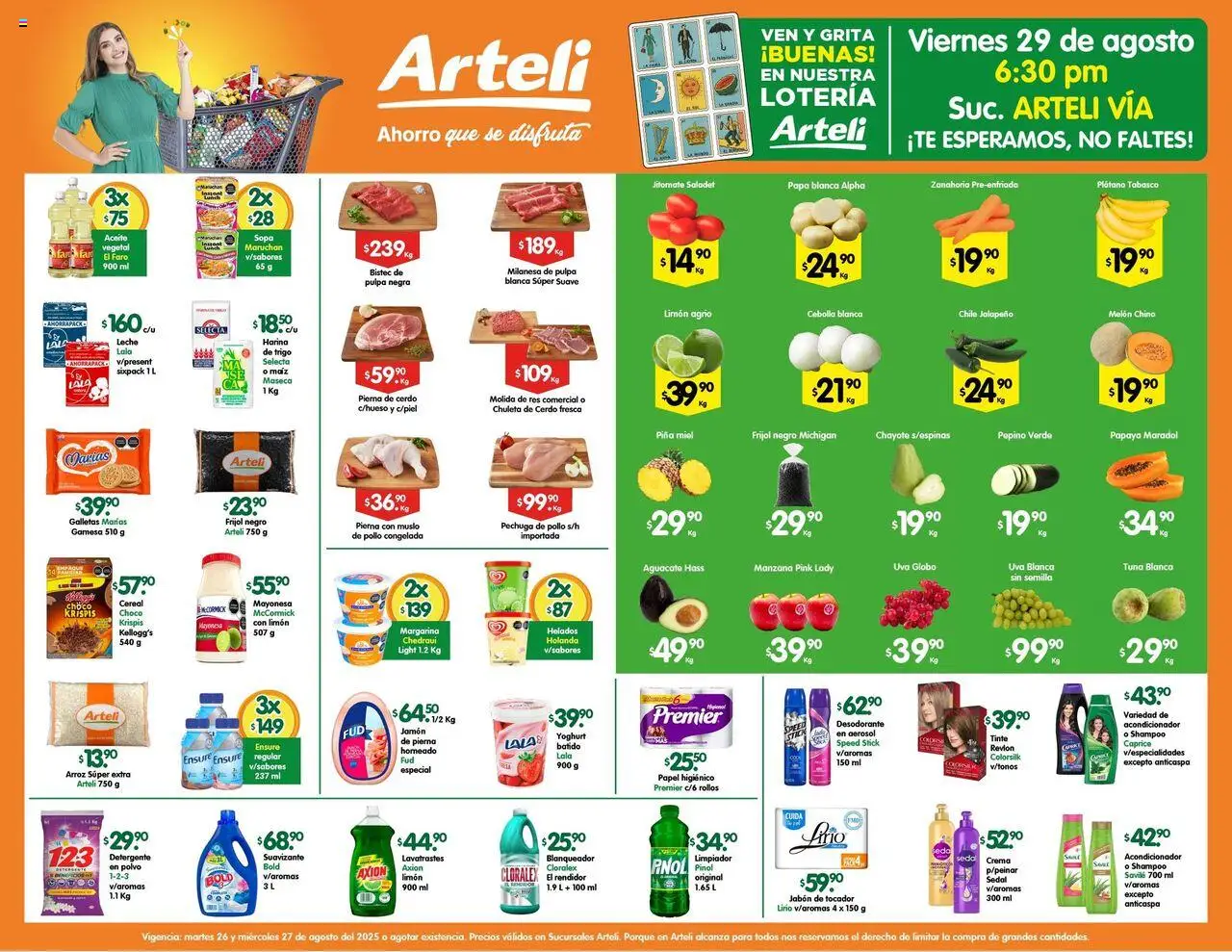 Nuevas ofertas de Arteli válidas en toda la República Mexicana desde el 26.08.2025. ¡Encuentra las mejores ofertas en Arteli - Folleto Express! | Página: 1 | Productos: Milanesa, Papa, Limón, Piña