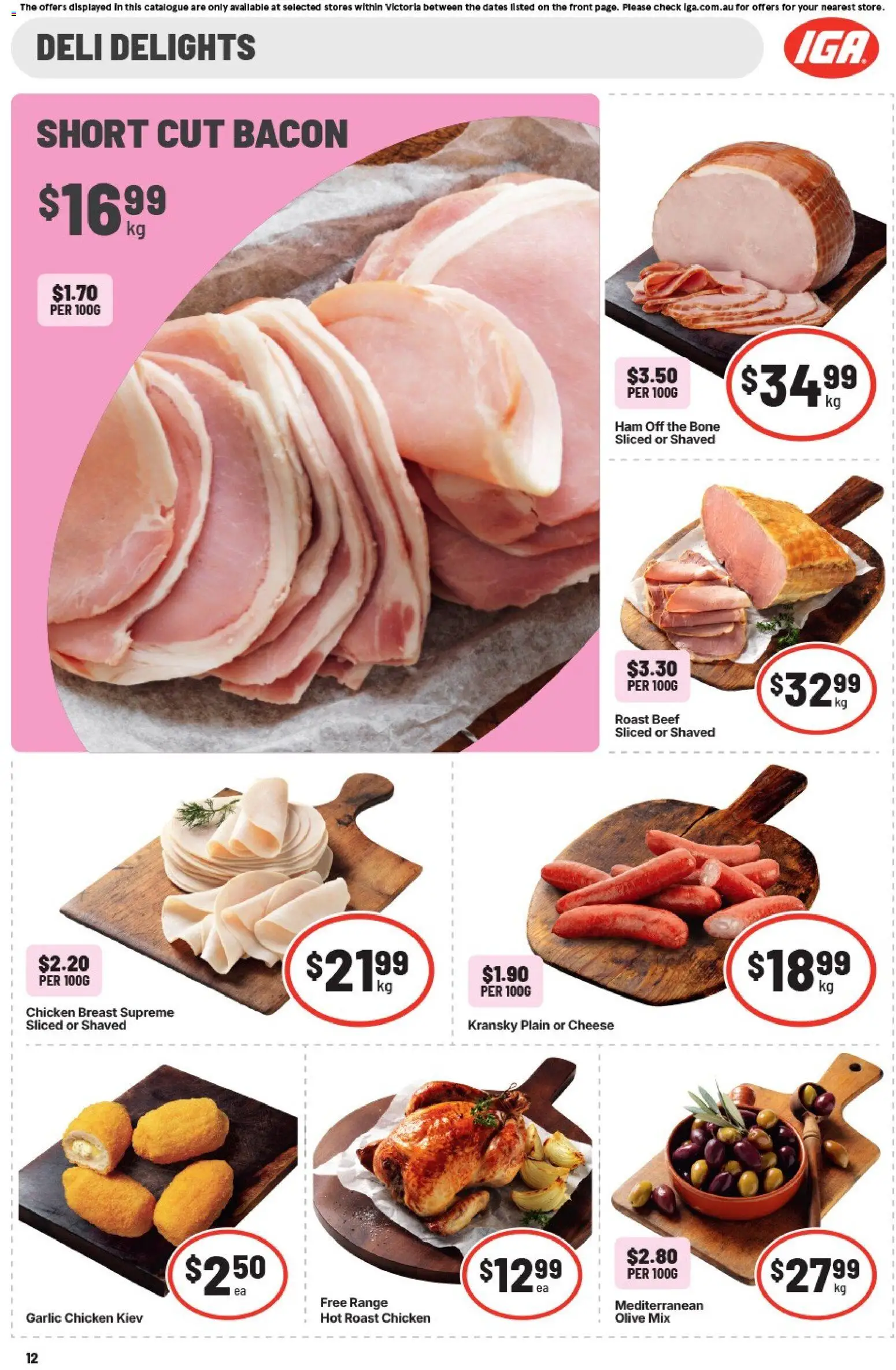 IGA catalogue - valid from 29.04.2026 | Page: 12 | Products: Bacon, Cheese, Ham, Chicken