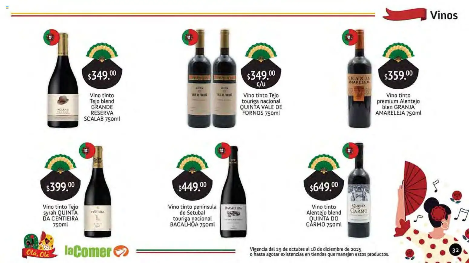 Nuevas ofertas de La Comer válidas en toda la República Mexicana desde el 29.10.2025. ¡Encuentra las mejores ofertas en La Comer folleto Olá, Olé! | Página: 32 | Productos: Vino