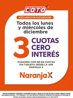 Vista previa Coto - NaranjaX Cuotas válido desde el 01.12.2025
