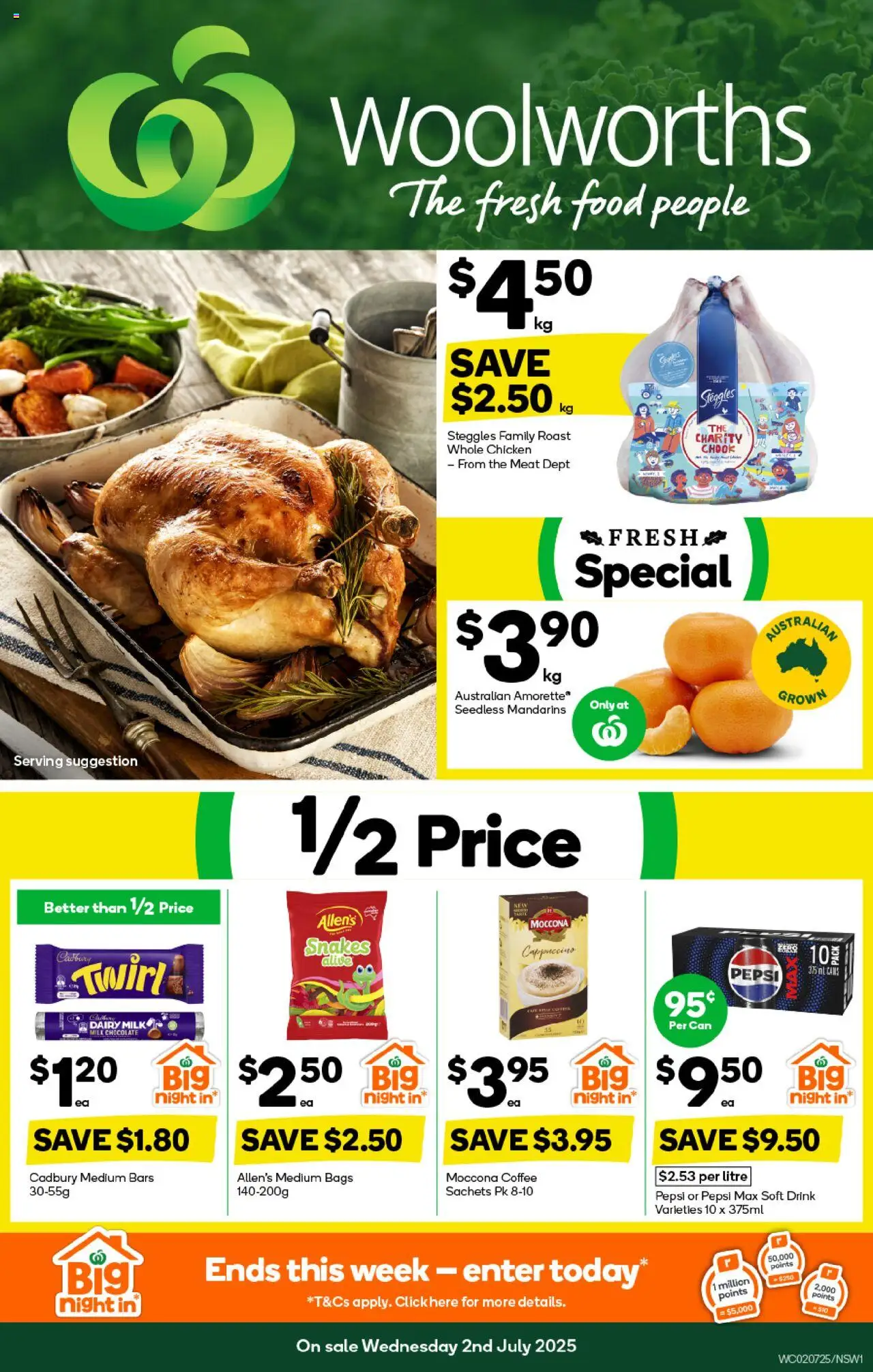 Woolworths catalogue - valid from 02.07.2025 | Page: 1 | Products: Milk, Dairy, Chocolate, Mandarins