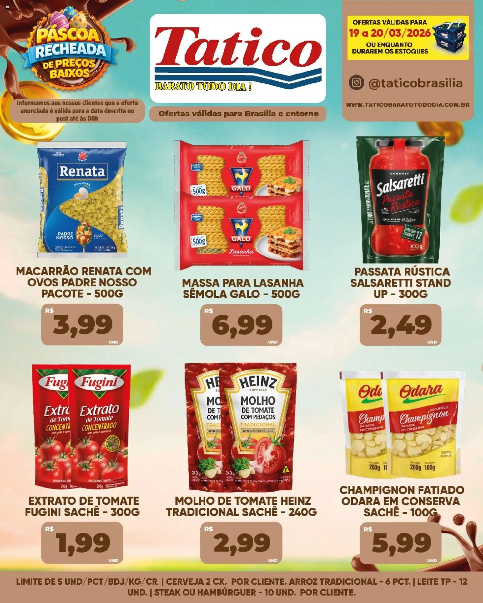 Tatico Folheto - válido de 19.03.2026 | Página: 5 | Produtos: Tomates, Macarrão, Massa, Champignon