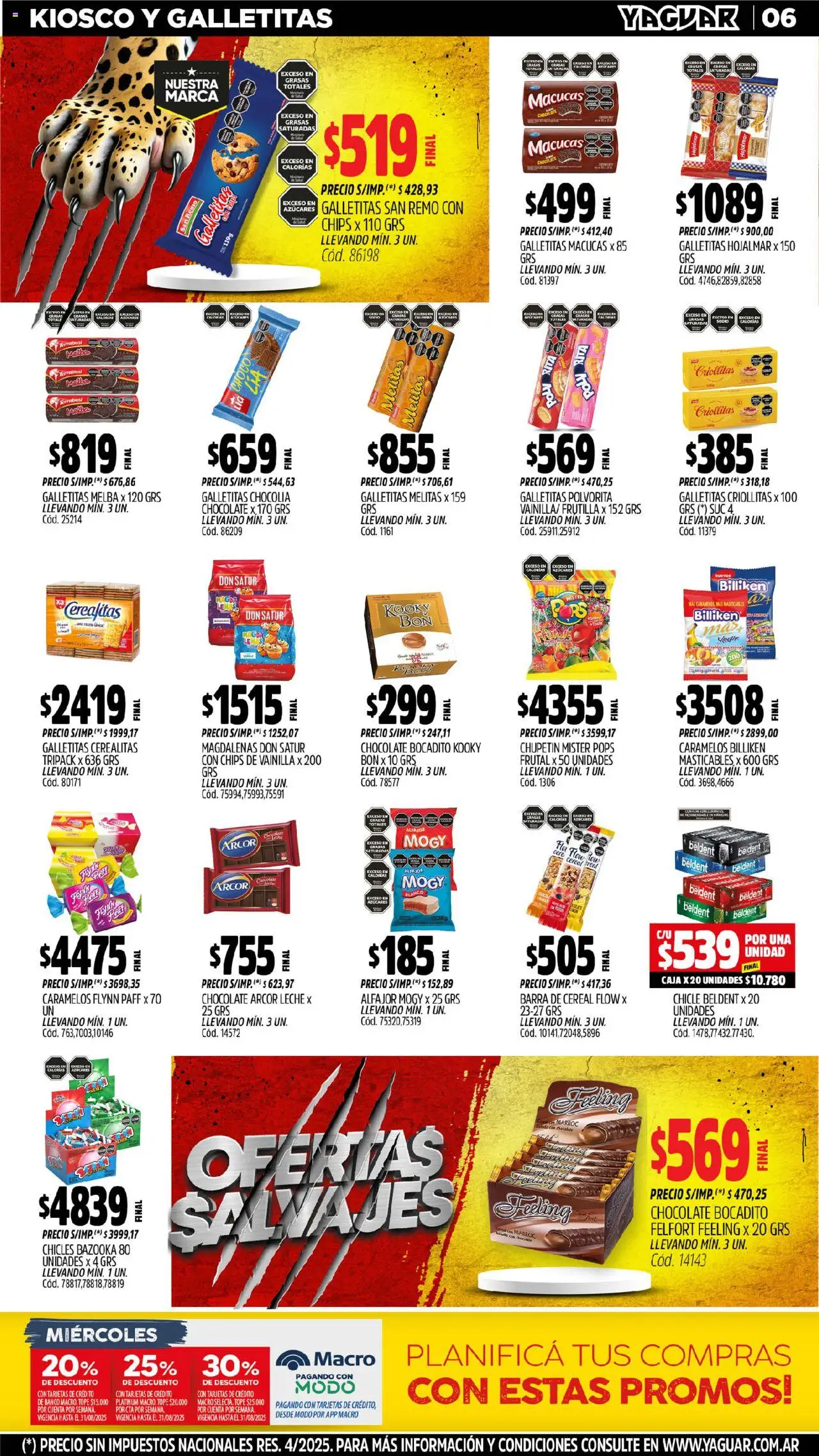 Yaguar - Chaco │ válido desde el 04.08.2025 | Página: 6 | Productos: Chicles, Caja, Yogur, Alfajor