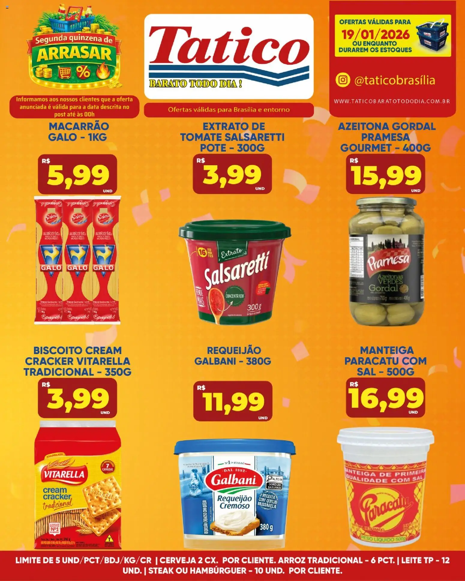 Tatico Folheto - válido de 19.01.2026 | Página: 3 | Produtos: Queijo, Cerveja, Hambúrguer, Requeijão