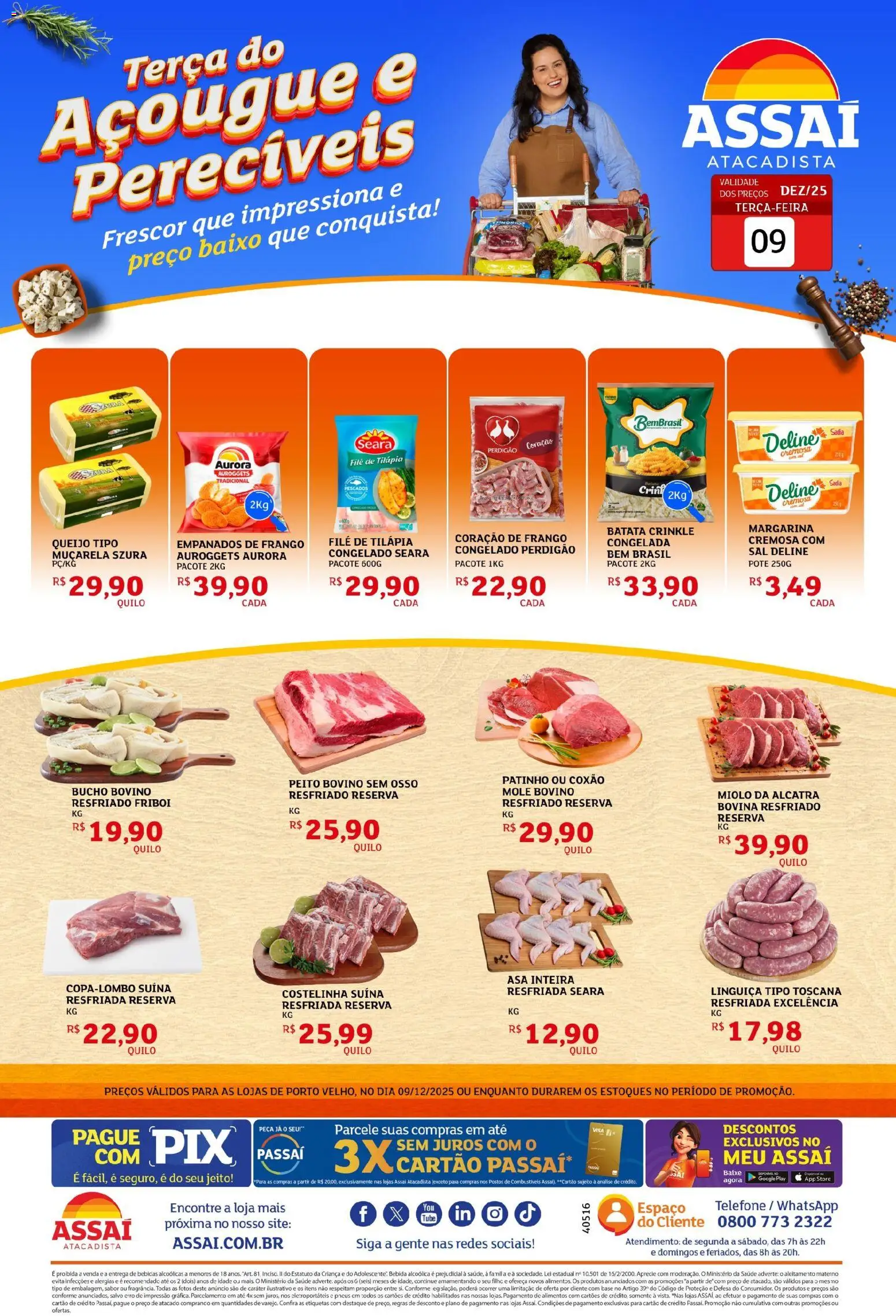 Assaí Atacadista Folheto - válido de 09.12.2025 | Página: 1 | Produtos: Coração de frango, Base, Batata, Sal