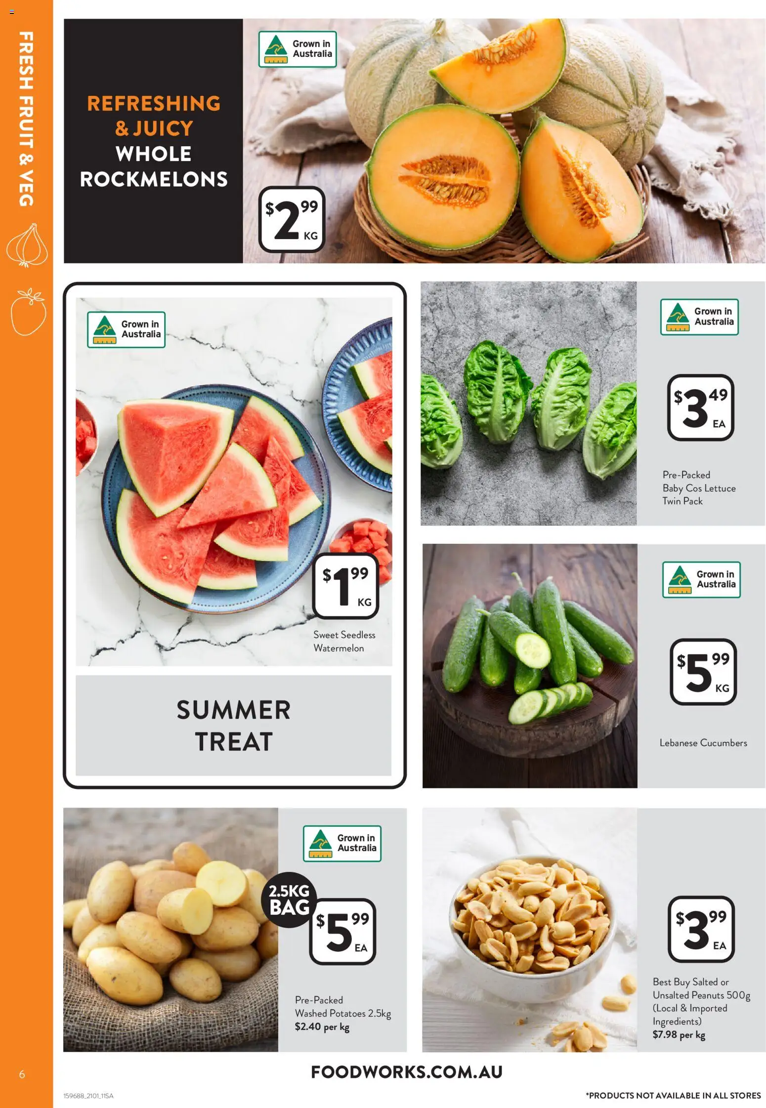 Foodworks catalogue - valid from 14.01.2026 | Page: 6 | Products: Lettuce, Peanuts, Cucumbers, Potatoes