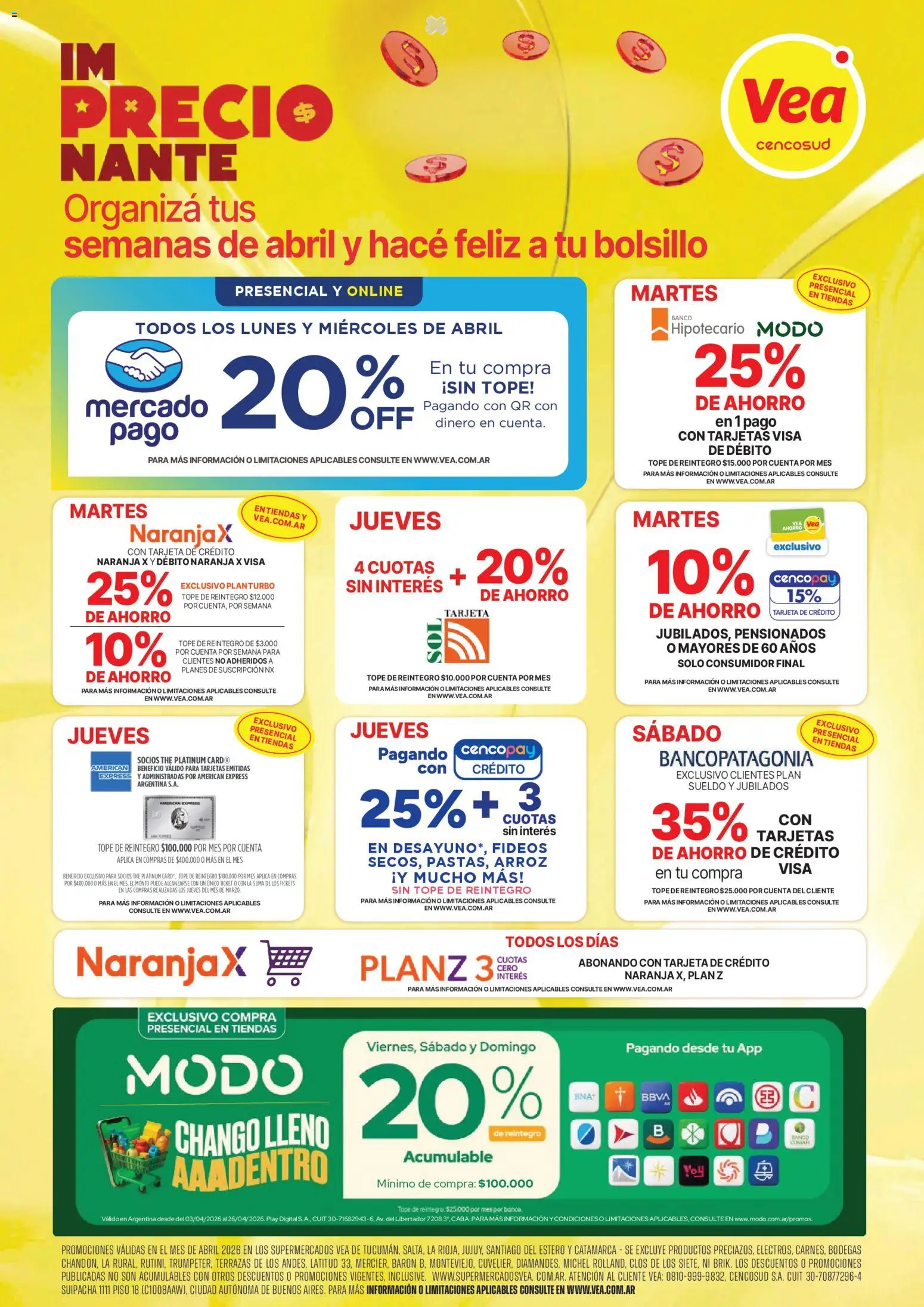 Vea - Oferta imPRECIOnante │ válido desde el 31.03.2026 | Página: 9 | Productos: Banco, Arroz, Fideos