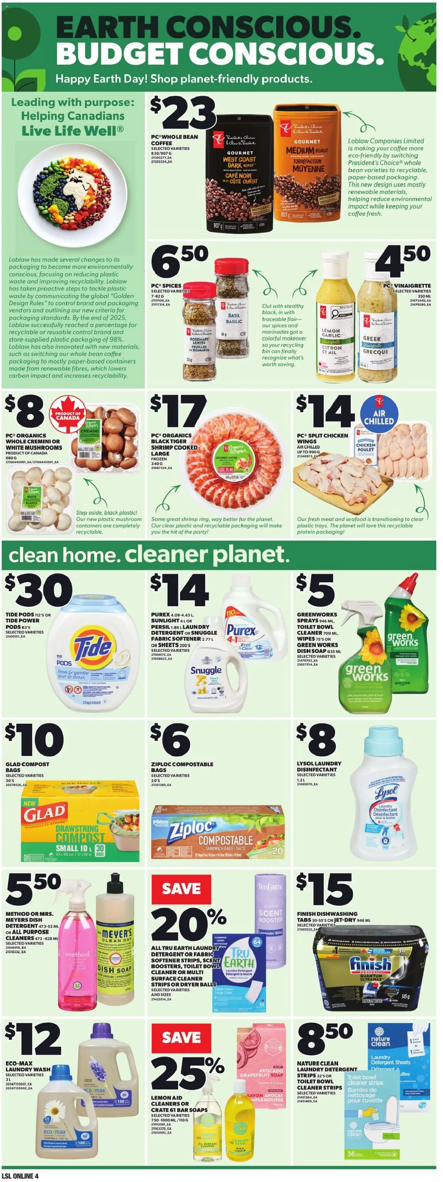 Loblaws flyer valid from 16.04.2026 | Page: 14 | Products: Dryer, Soap, Fabric softener, Chicken