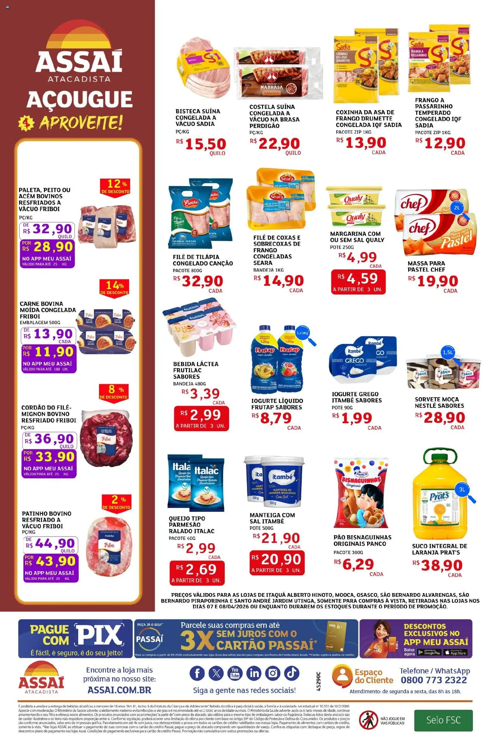 Assaí Atacadista Folheto - válido de 07.04.2026 | Página: 2 | Produtos: Parmesão, Base, Carne, Bandeja