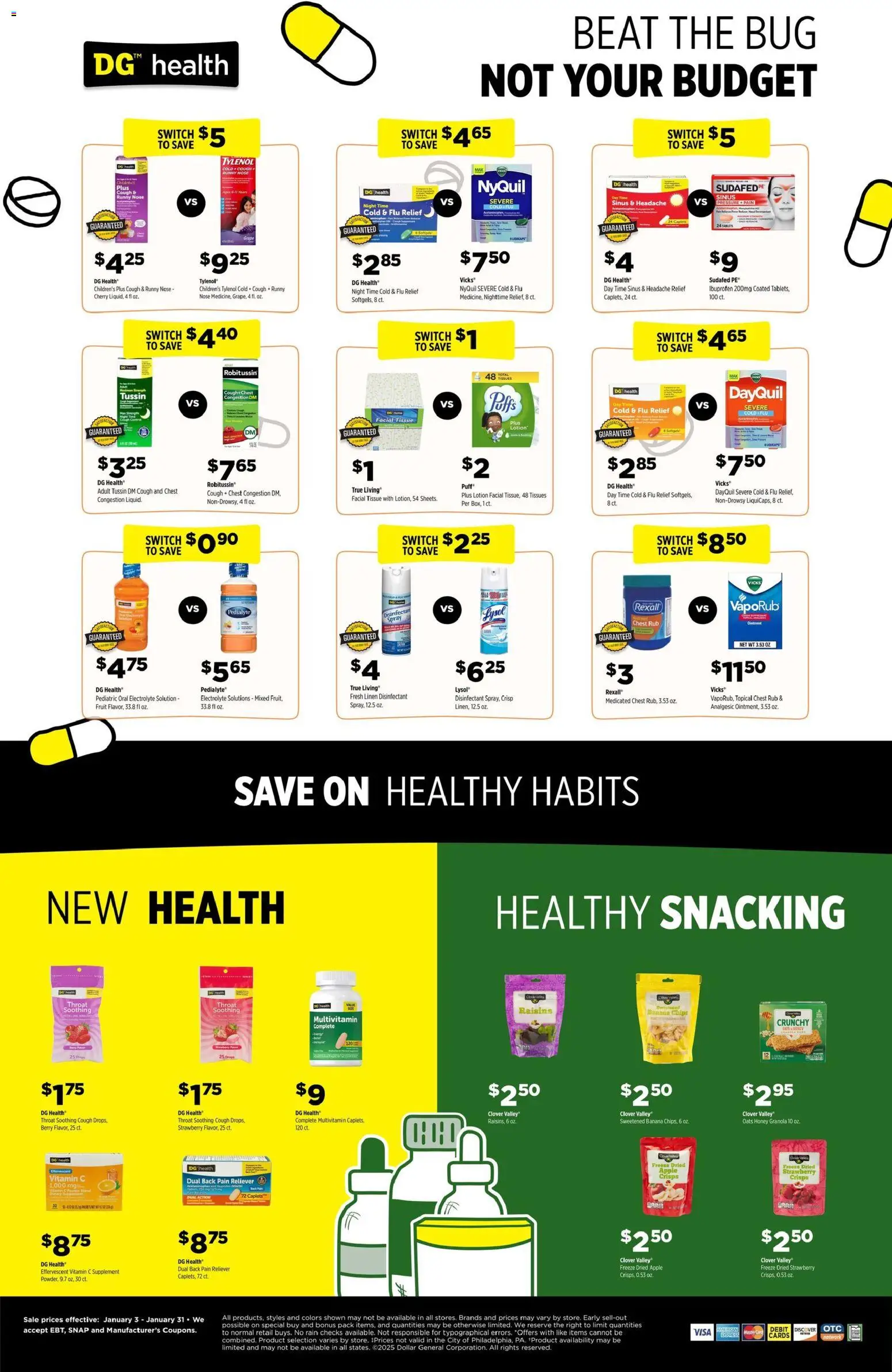 Dollar General Switch to Save with DG Brands - valid from 03.01.2026 | Page: 3 | Products: Multivitamin, Vitamin, Chips, Switch