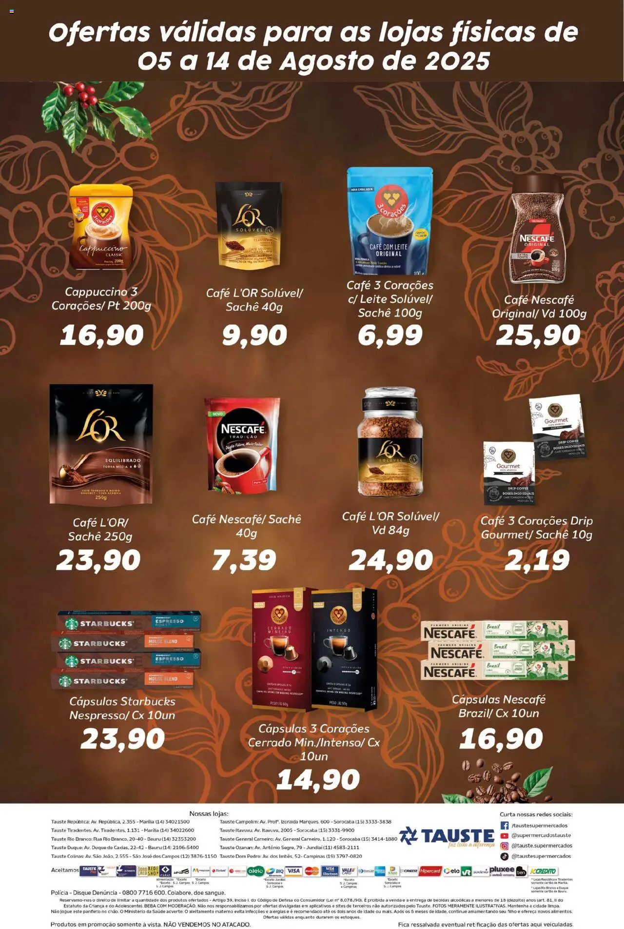 Tauste Folheto - válido de 05.08.2025 | Página: 2 | Produtos: Capsulas 3 corações, Leite, Café, Café solúvel