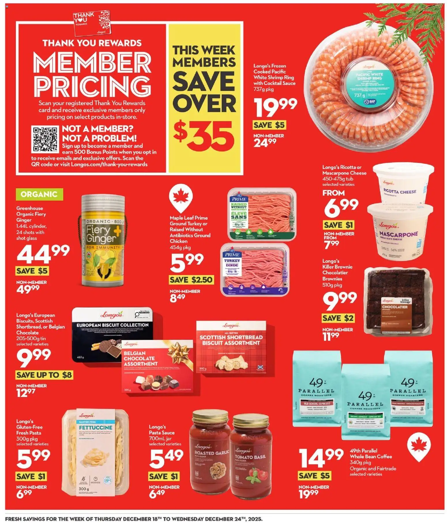 Longo's flyer valid from 18.12.2025 | Page: 16 | Products: Turkey, Butter, Coffee, Chocolate