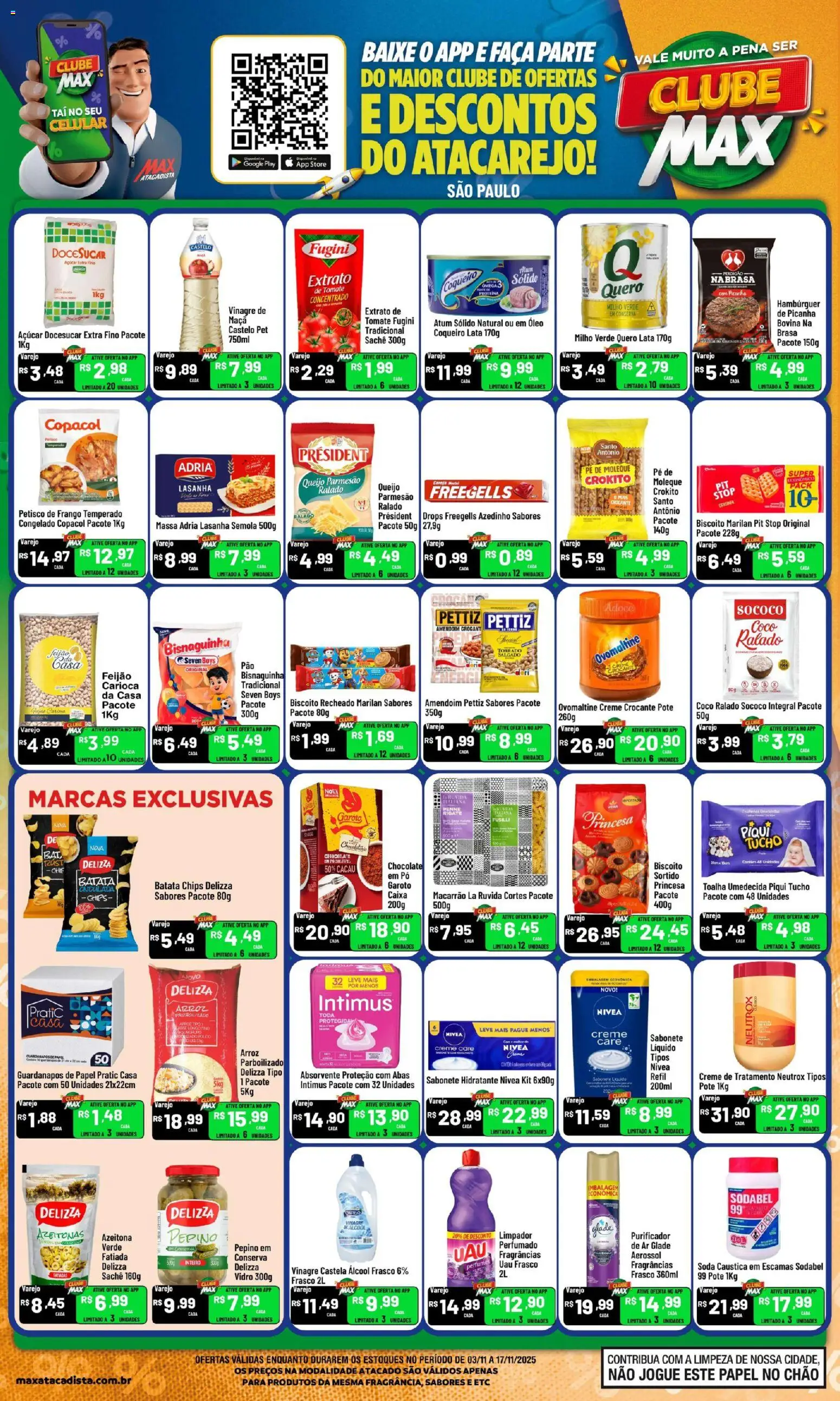 Max Atacadista Folheto - válido de 03.11.2025 | Página: 1 | Produtos: Óleo, Massa, Queijo parmesão, Açúcar