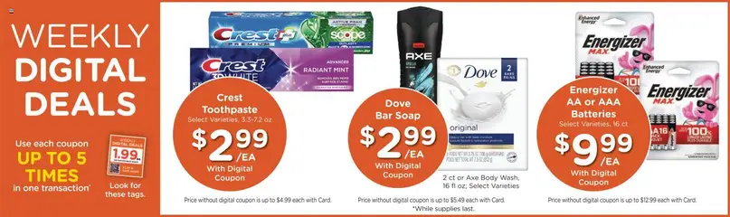 Preview of Kroger weekly ads valid from 17.12.2025 | Page: 3 | Products: Axe, Soap, Toothpaste, Bar Soap