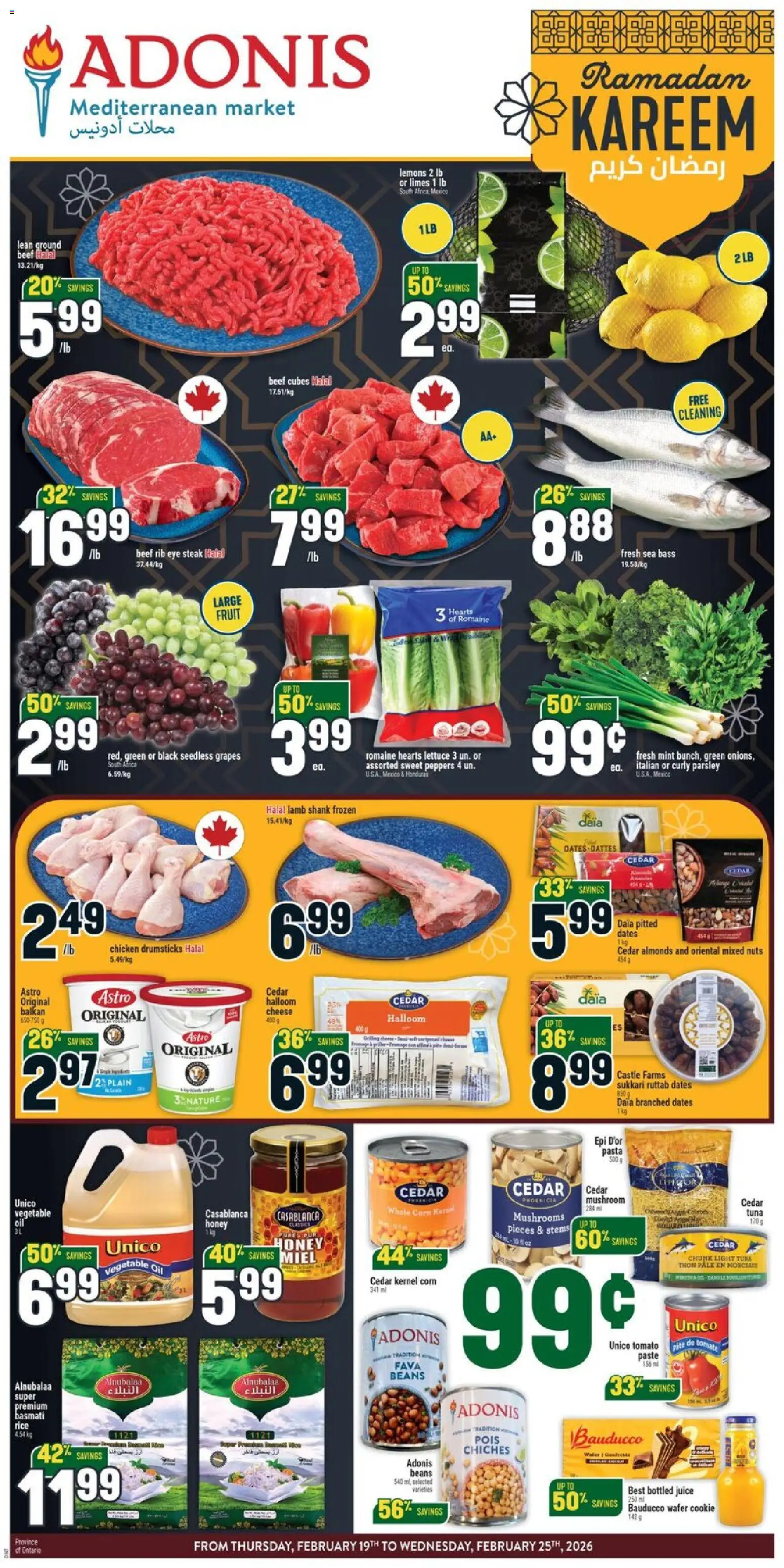 Adonis flyer valid from 19.02.2026 | Page: 1 | Products: Rice, Beef, Nuts, Cheese