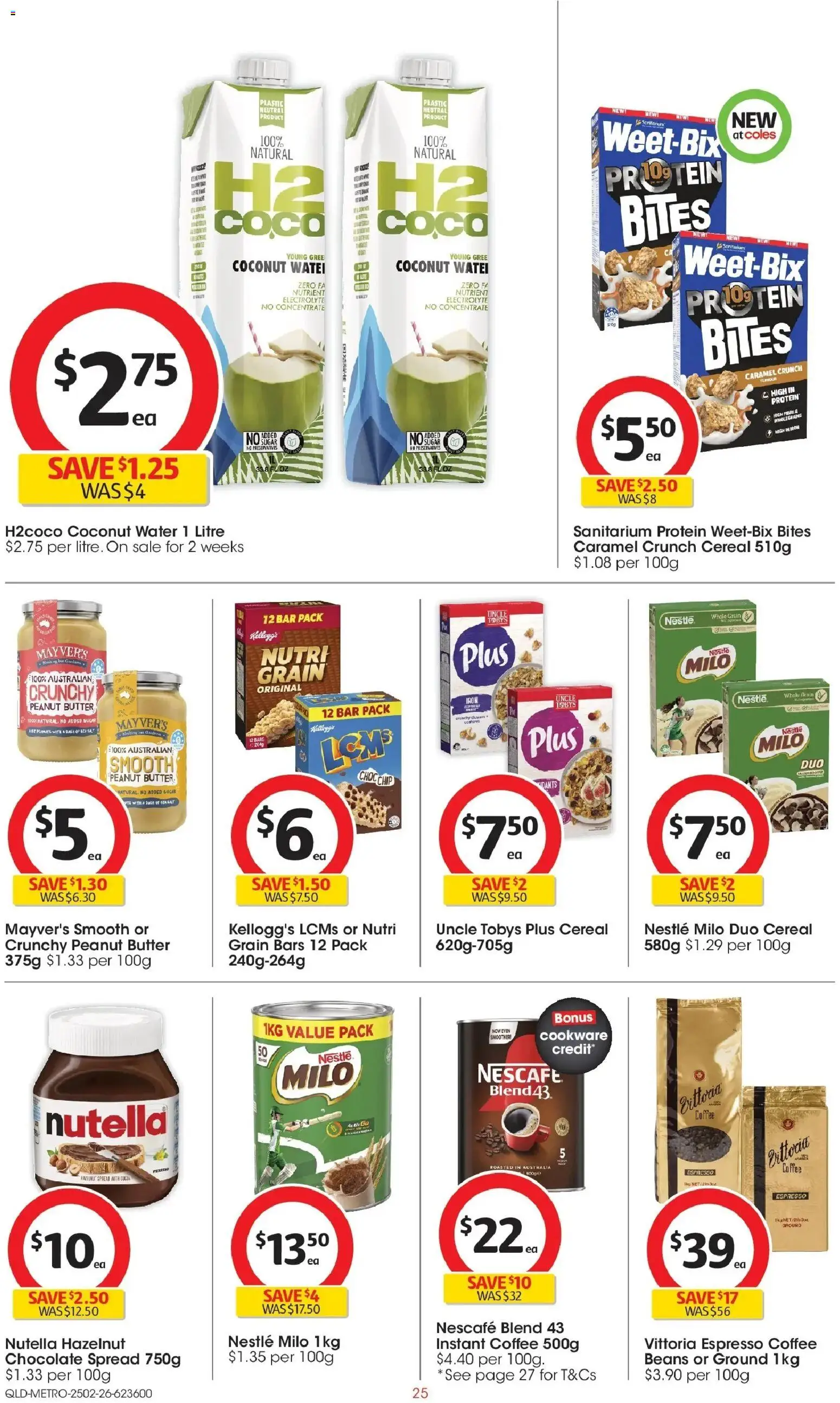 Coles catalogue - valid from 25.02.2026 | Page: 25 | Products: Chocolate, Nutella, Sugar, Iron