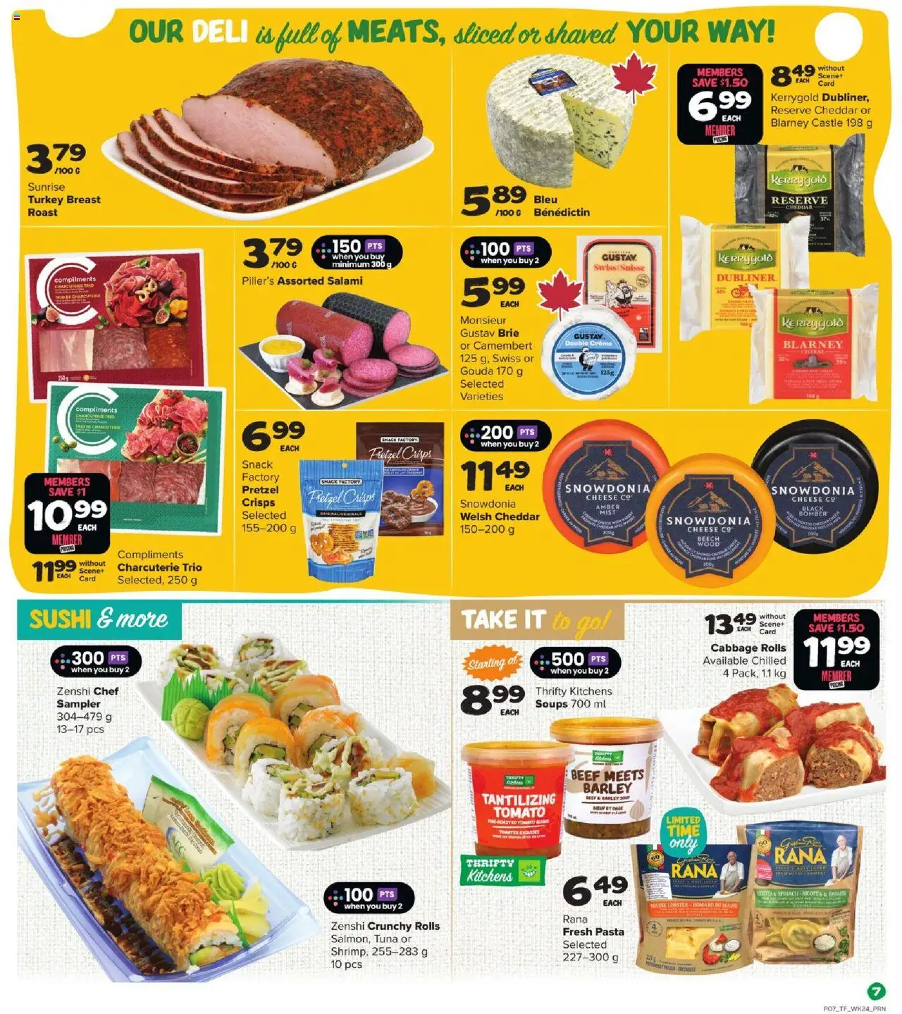 Thrifty Foods flyer valid from 09.10.2025 | Page: 8 | Products: Beef, Turkey, Cheese, Salami