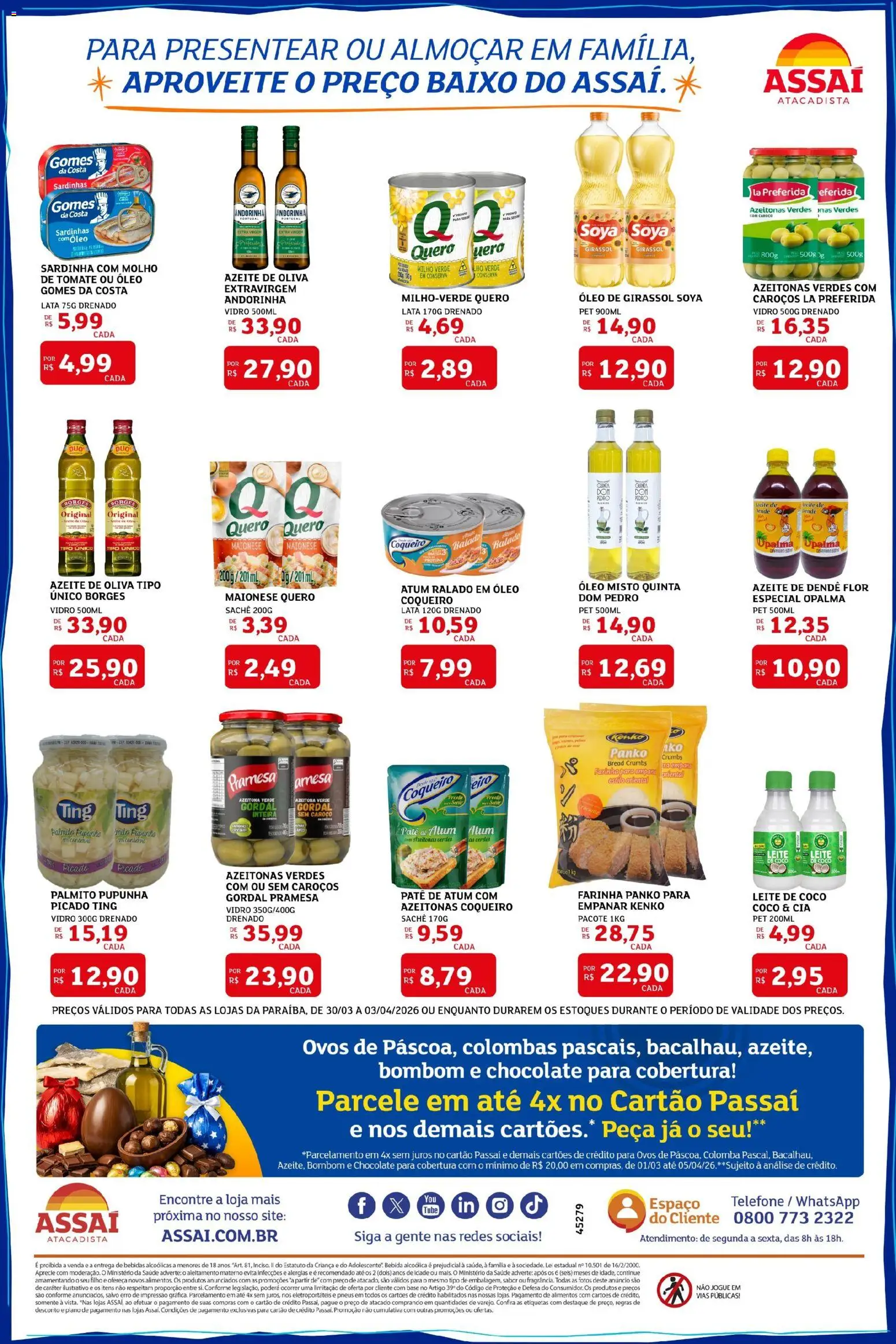 Assaí Atacadista Folheto - válido de 30.03.2026 | Página: 2 | Produtos: Pupunha, Base, Atum, Leite de coco
