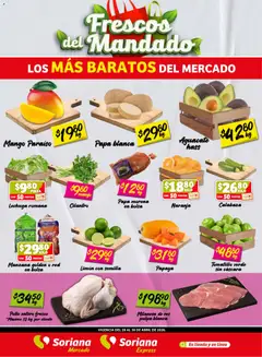 Vista previa de Soriana Frescos del Mandado Mercado: Coah, Chih y Dur (excepto Torreón y Saltillo), nuevo folleto de la tienda, válido en México a partir del 28.04.2026