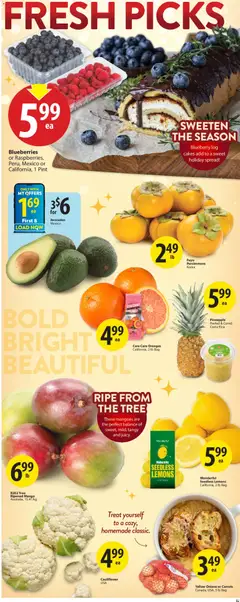 Preview of Save on foods weekly flyer / circulaire from shop Save on foods valid from 11.12.2025 | Page: 4 | Products: Pineapple, Bag, Oranges