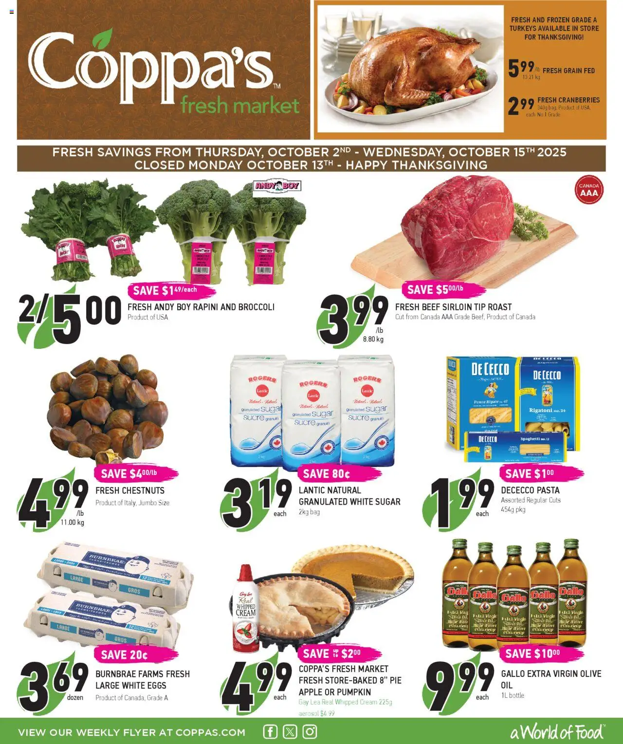Coppas Fresh Market flyer valid from 02.10.2025 | Page: 1 | Products: Bag, Eggs, Oil, Pumpkin