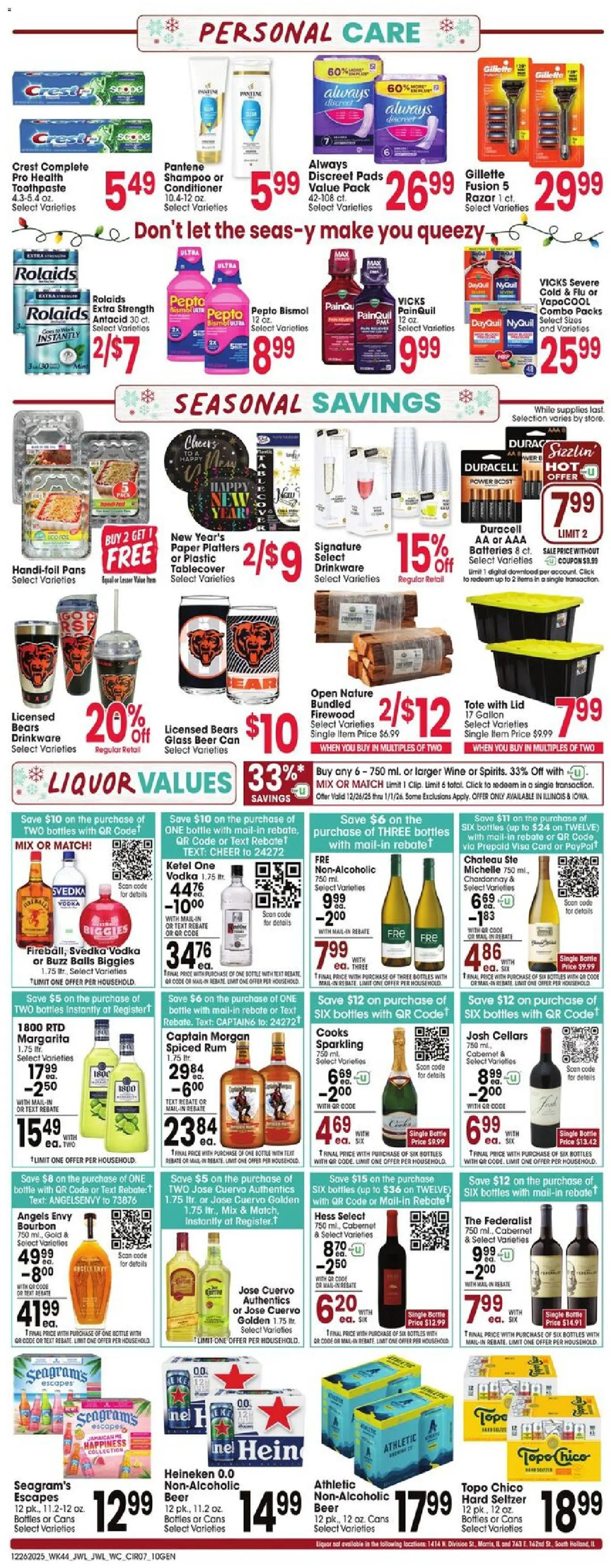 Jewel Osco Weekly Ad - IL - valid from 26.12.2025 | Page: 7 | Products: Shampoo, Wine, Pads, Vodka