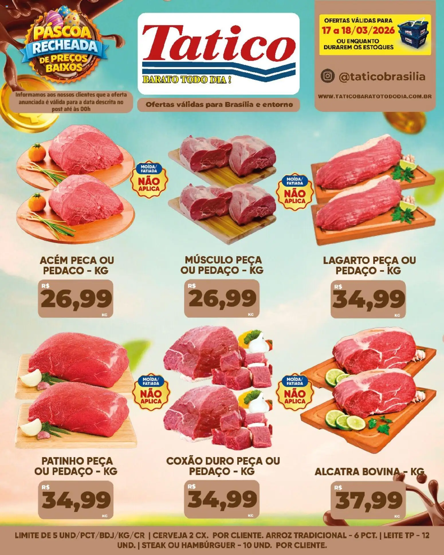 Tatico Folheto - válido de 17.03.2026 | Página: 13 | Produtos: Acém, Alcatra, Cerveja, Arroz